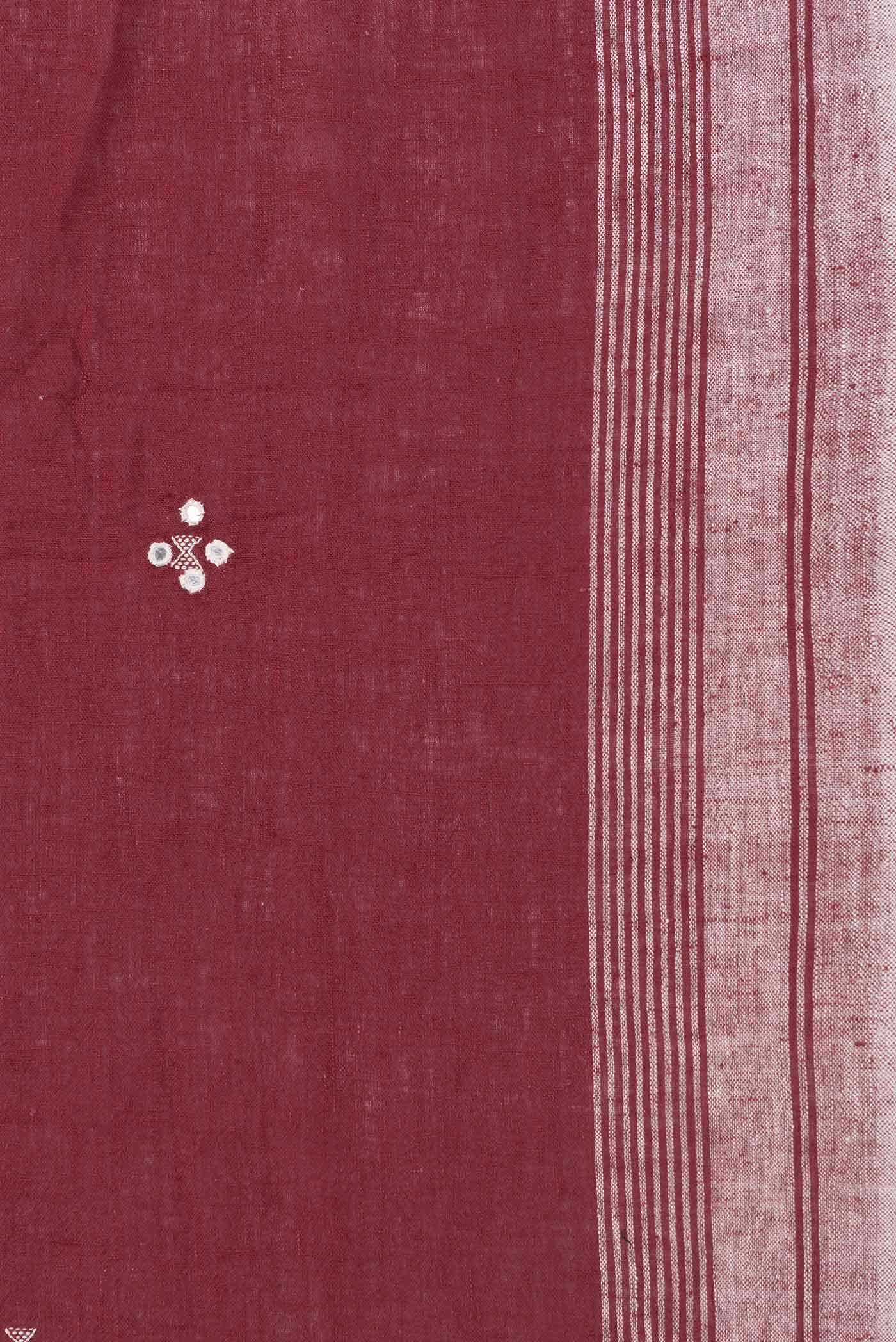 Maroon Dual Tone Linen Cotton Saree