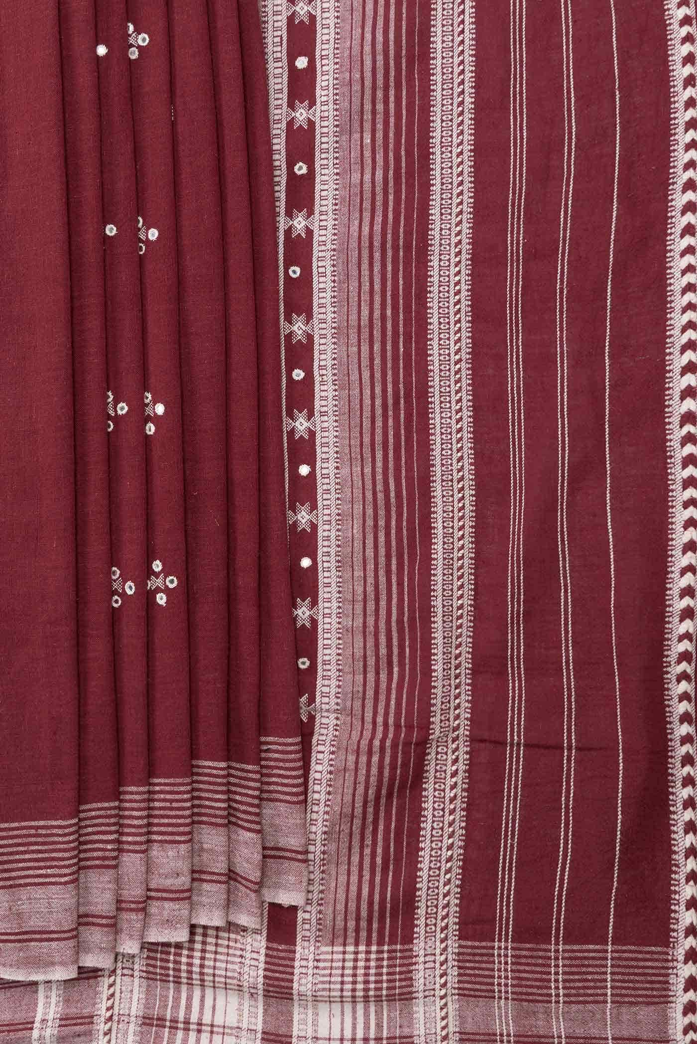 Maroon Dual Tone Linen Cotton Saree