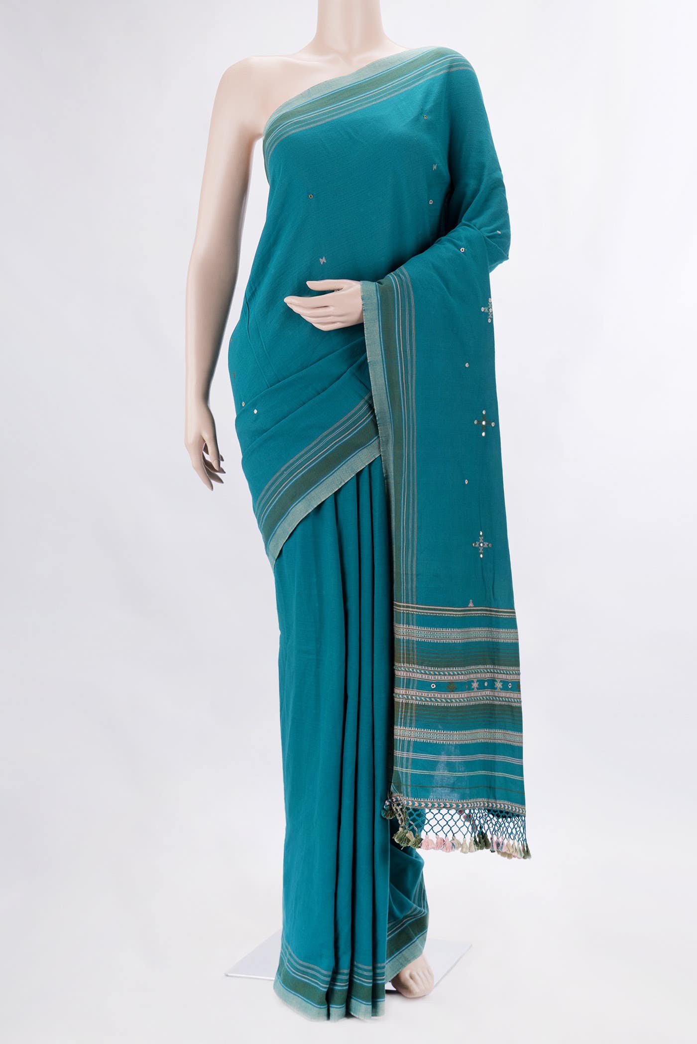 Green Dual Tone Linen Cotton Saree