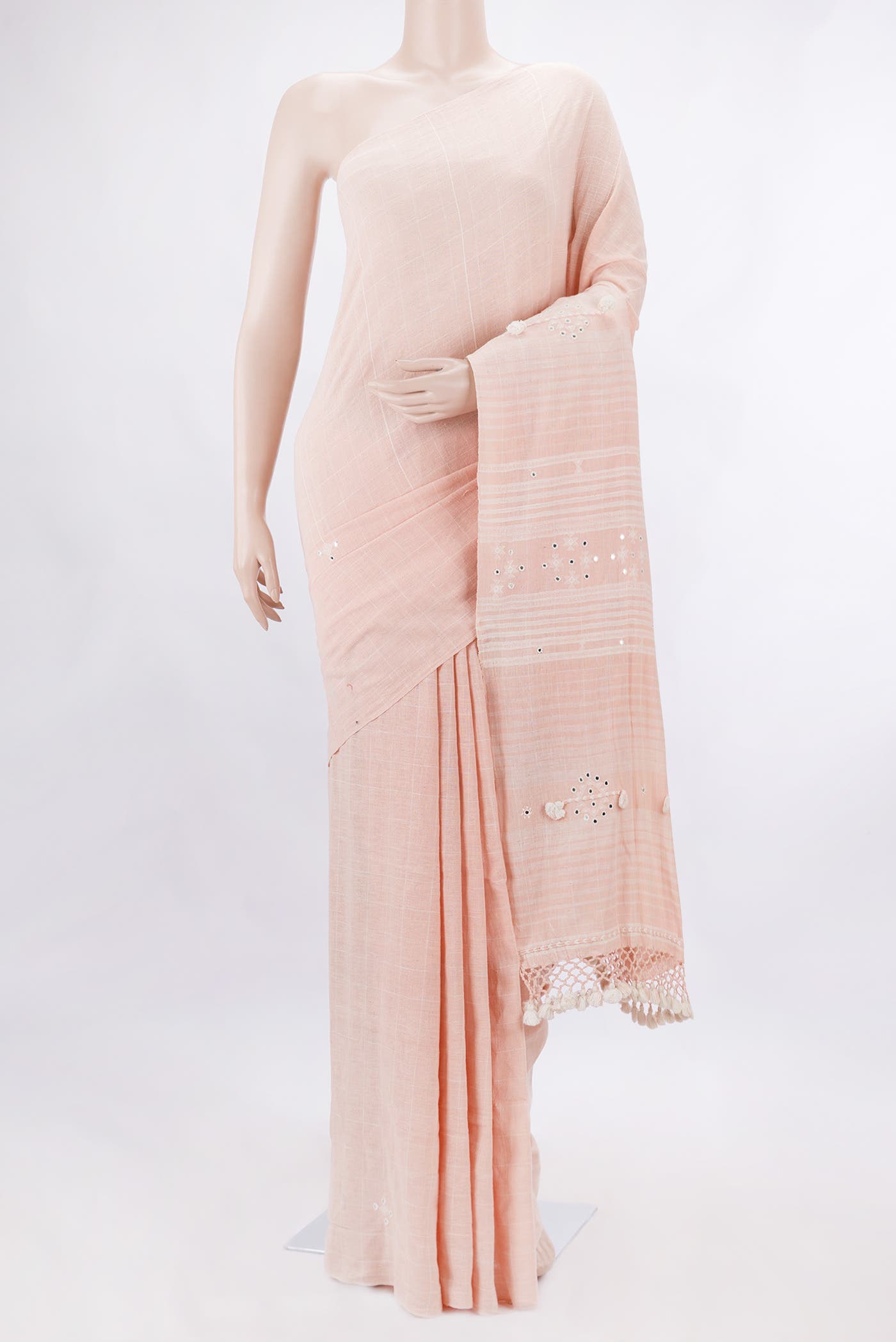 Pink Dual Tone Linen Cotton Saree