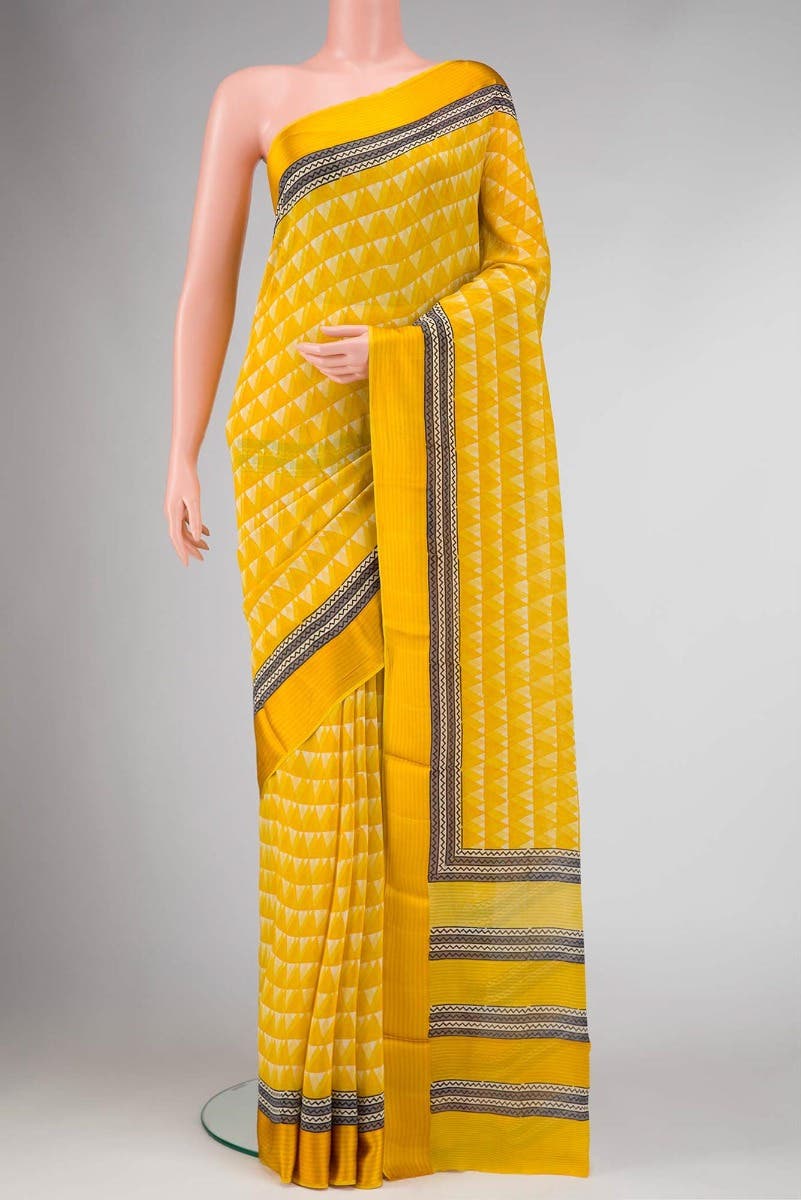 Mustard Dual Tone Mysore Georgette Saree