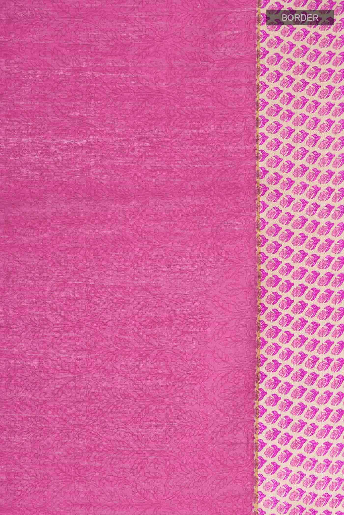 Pink Tussar Silk Saree