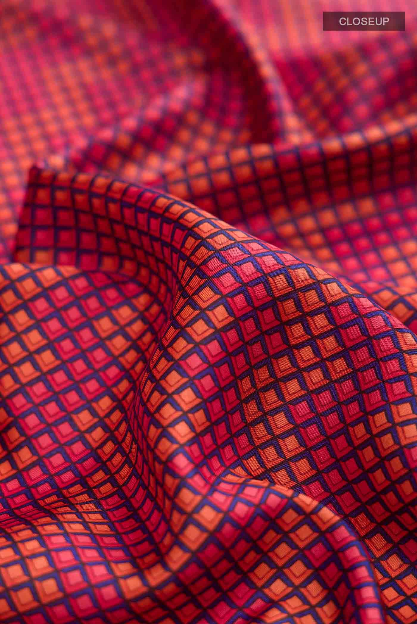 Pink Printed Silk Saree