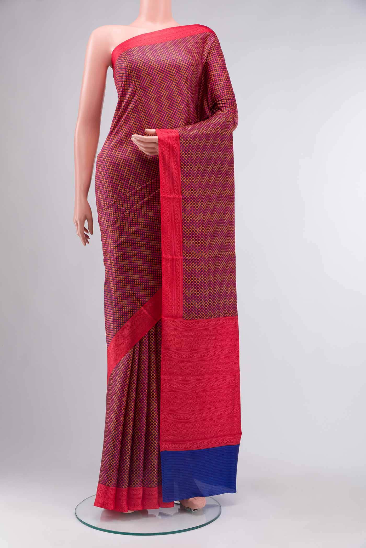 Pink Printed Silk Saree