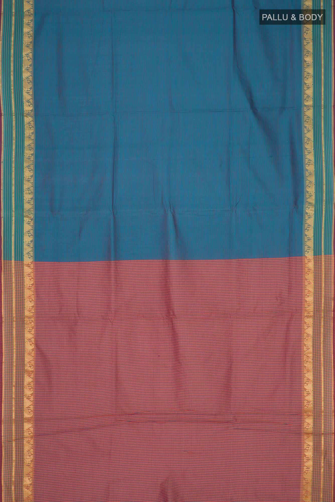Blue Blended Cotton Saree