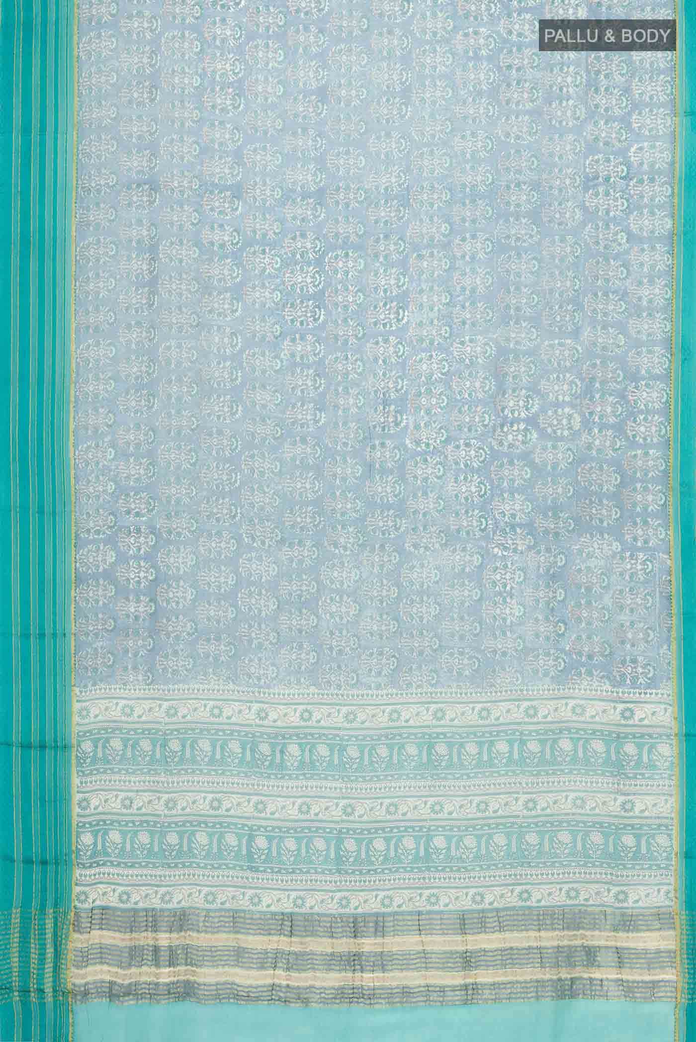 Blue Mysore Chiffon Saree