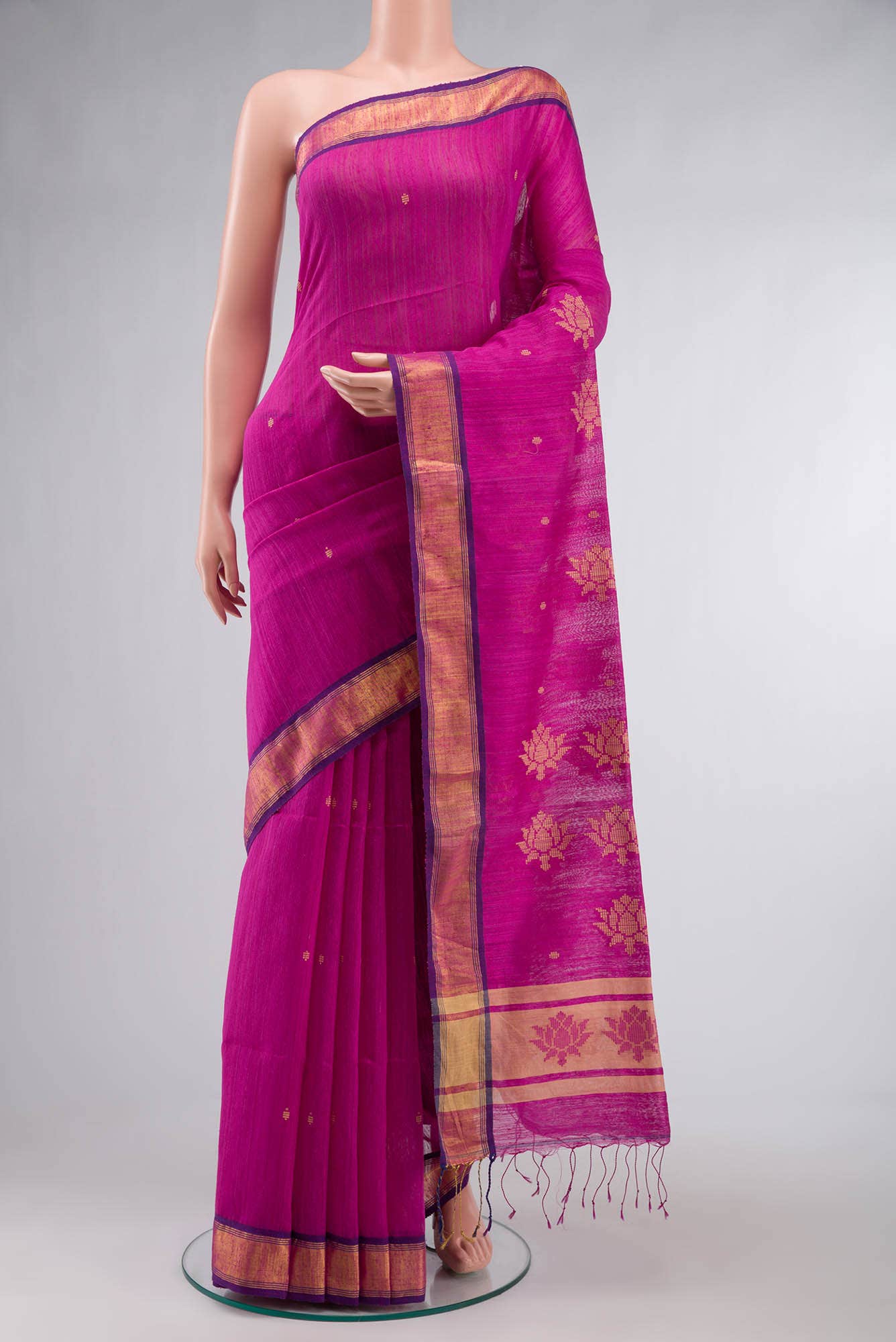 Rani Pink Raw Silk Saree