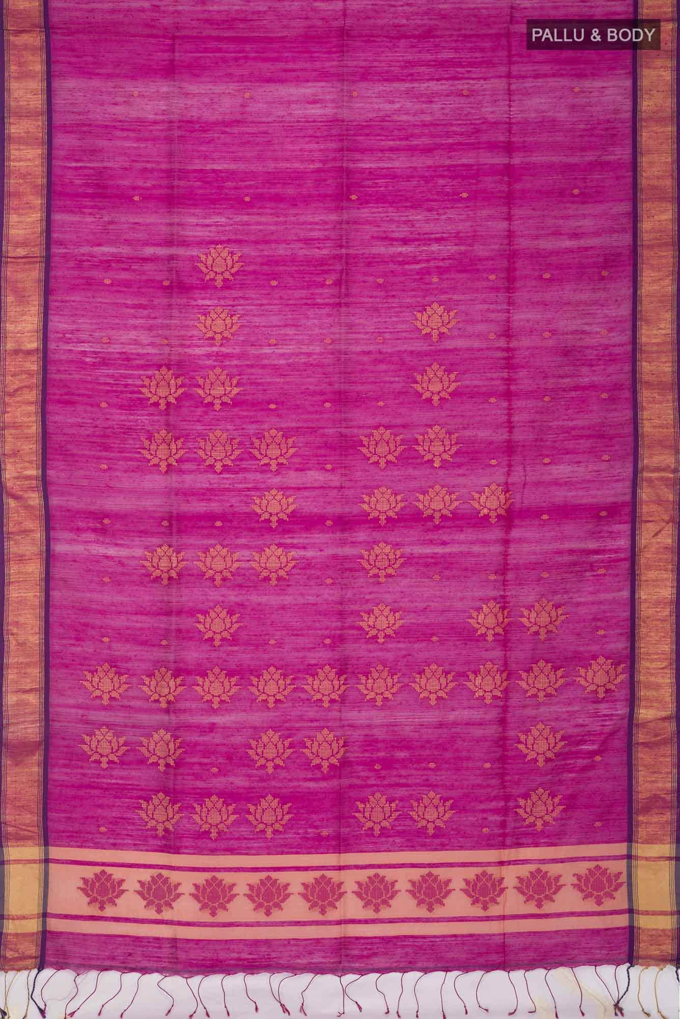 Rani Pink Raw Silk Saree