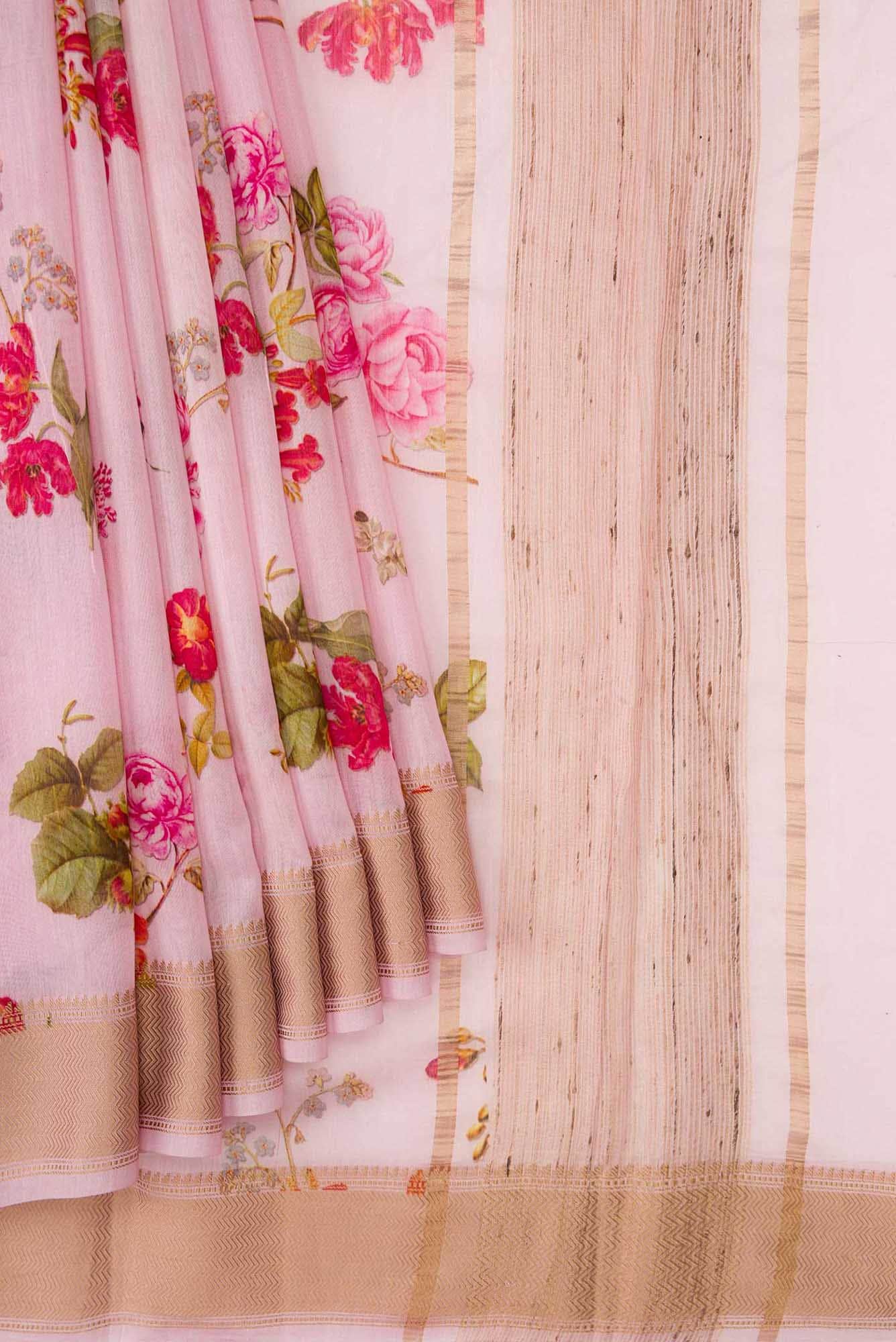 Pink Dual Tone Blended Chanderi Silk Cotton Saree