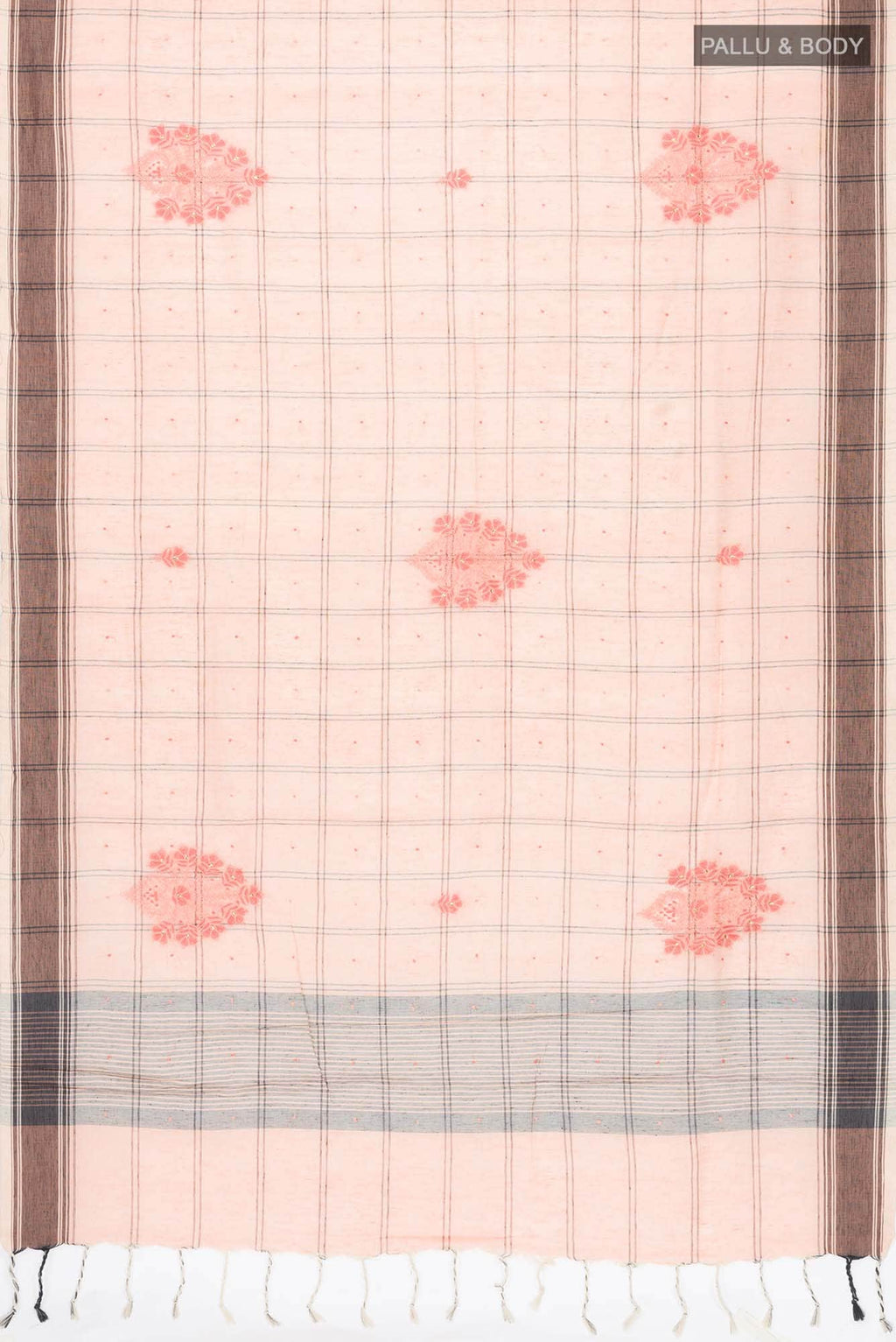 Peach Linen Cotton Saree