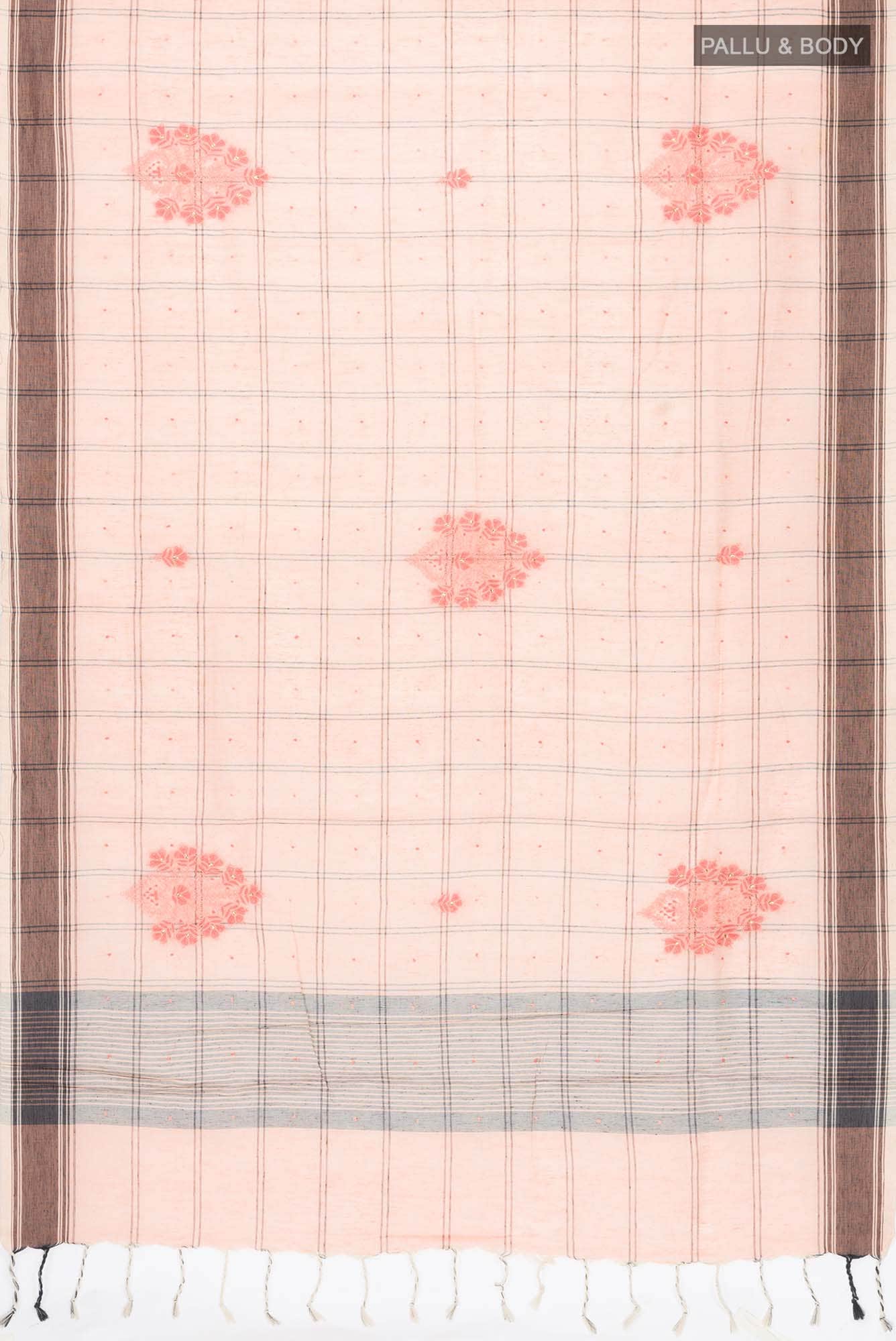 Peach Linen Cotton Saree