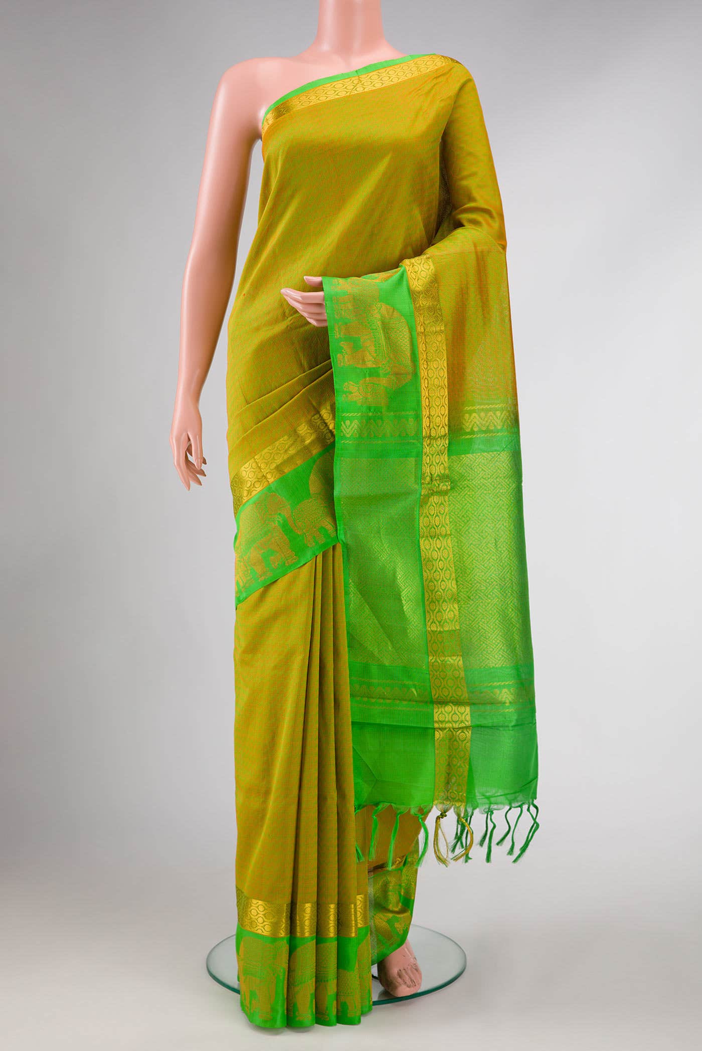 Mehandi Green Dual Tone Silk Cotton Saree
