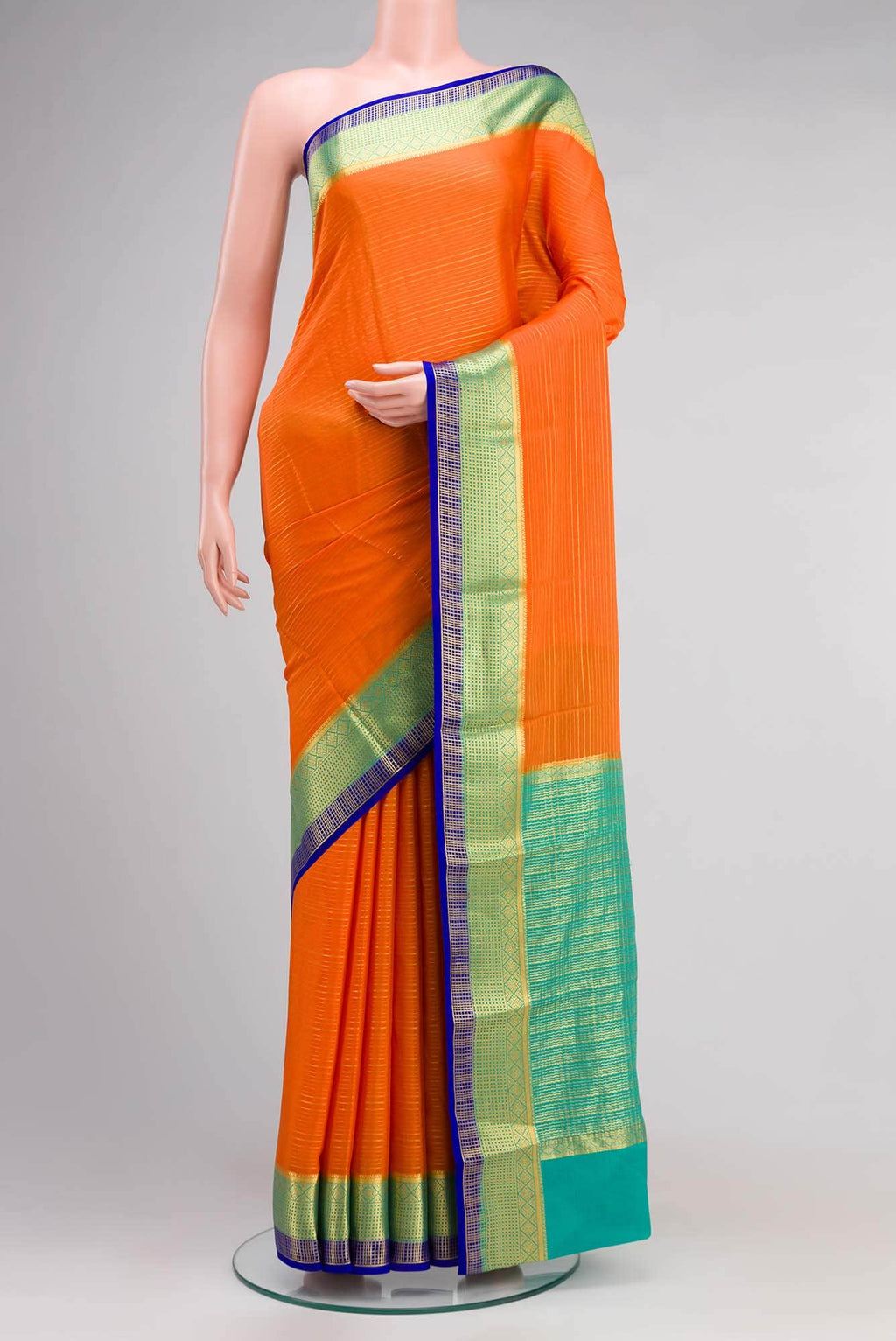 Orange Mysore Crepe Saree