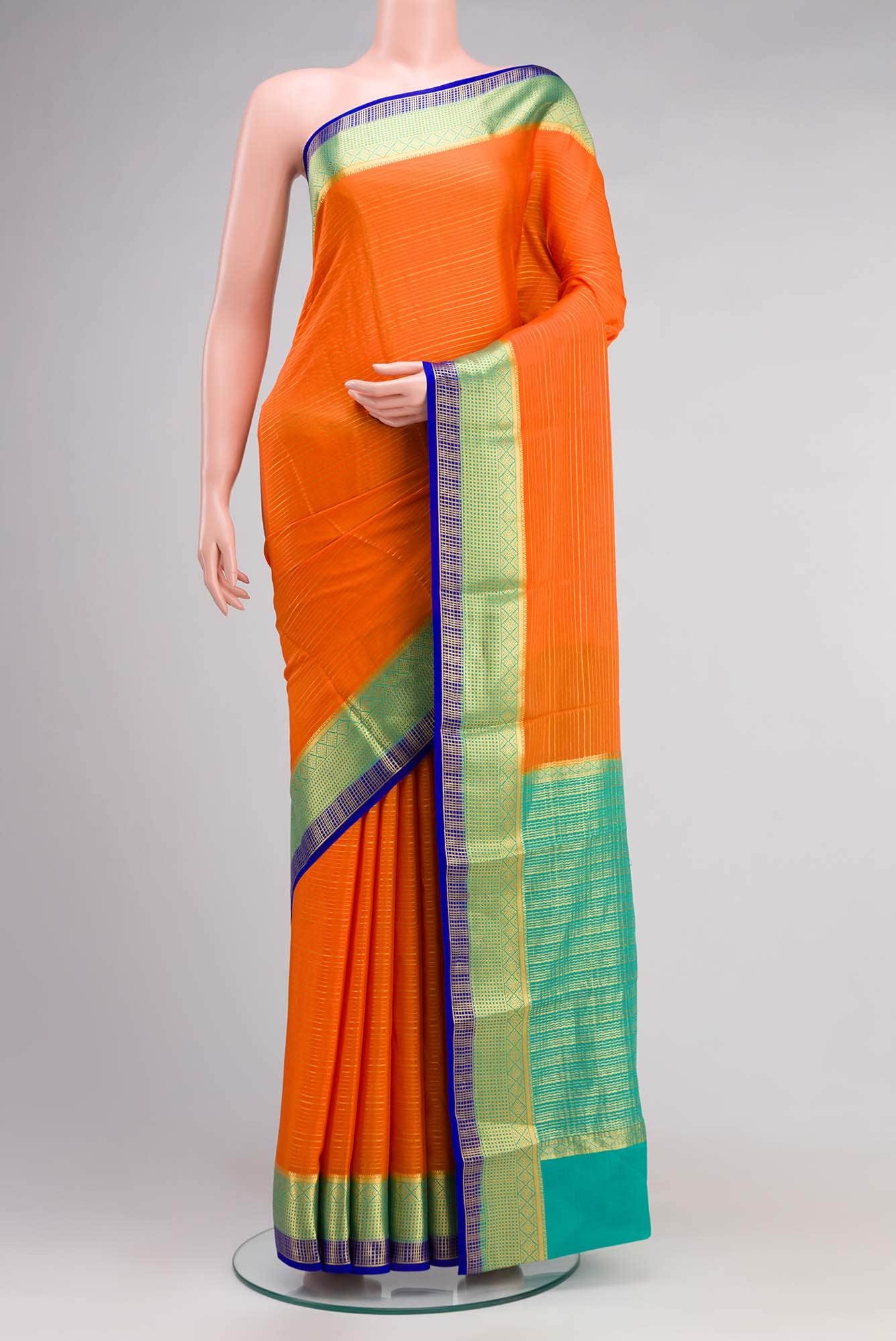 Orange Mysore Crepe Saree