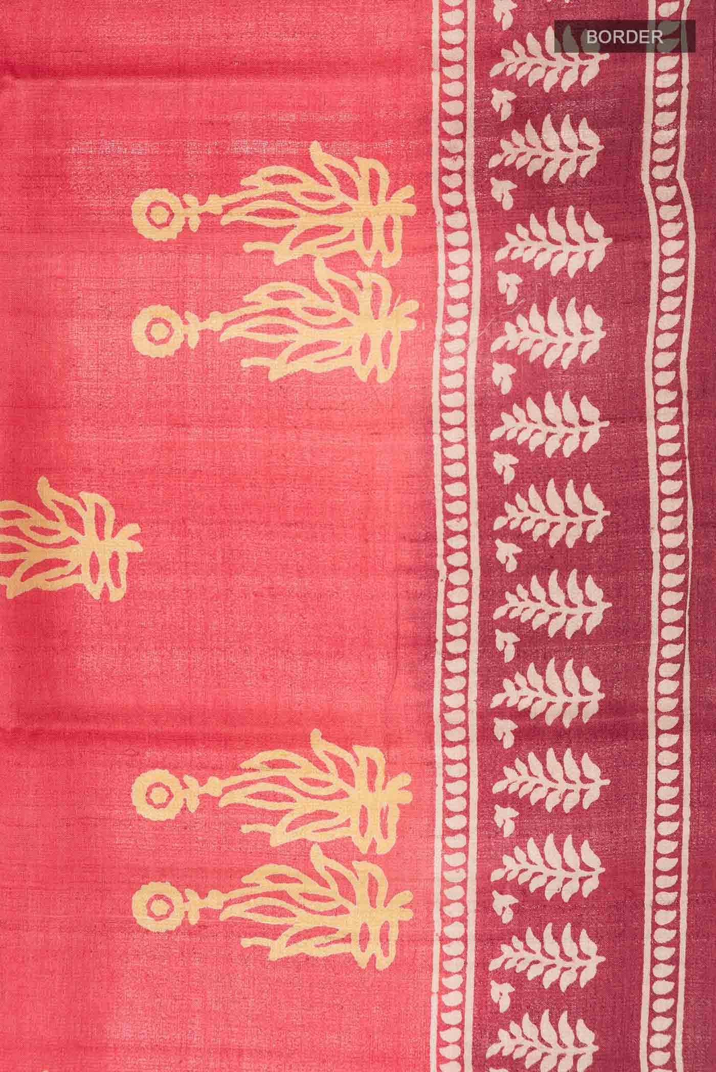 Orange Bhagalpuri Tussar Silk Saree