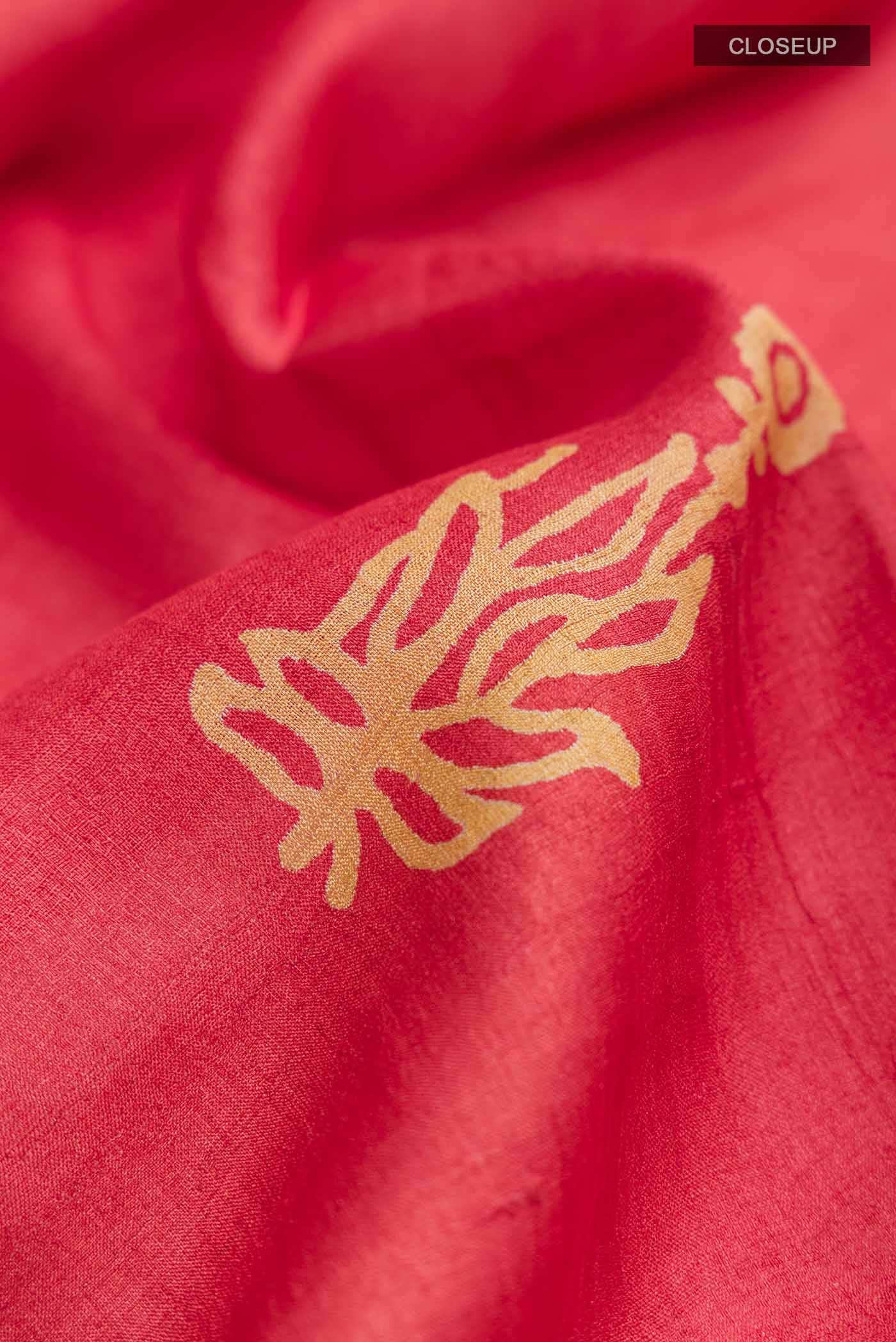 Orange Bhagalpuri Tussar Silk Saree