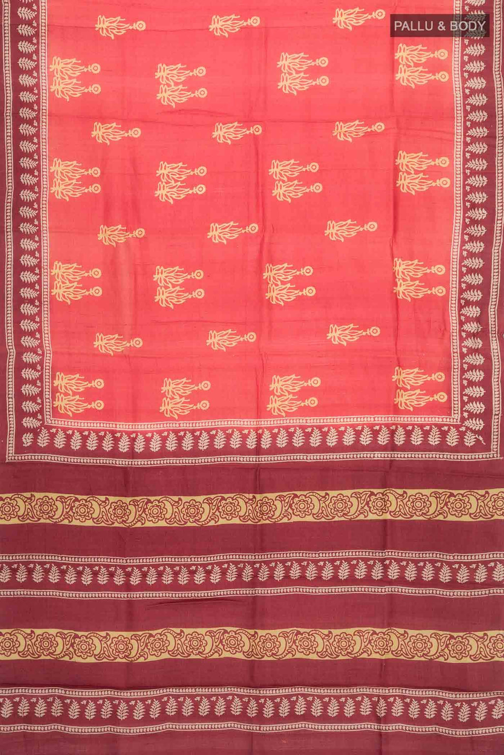 Orange Bhagalpuri Tussar Silk Saree