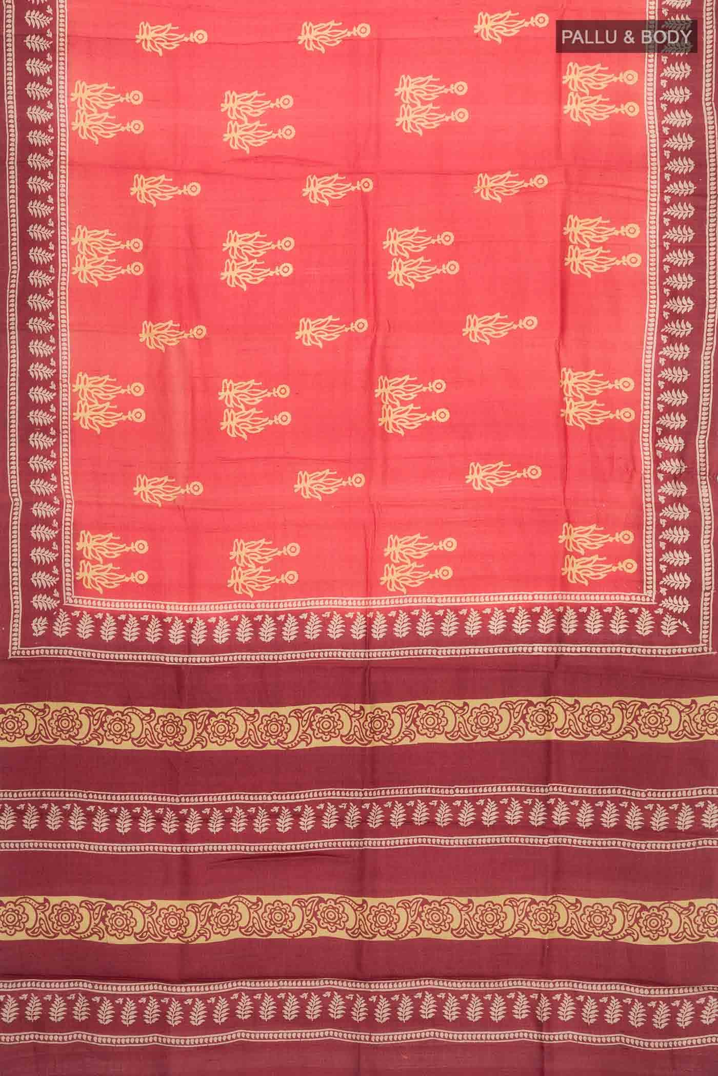Orange Bhagalpuri Tussar Silk Saree
