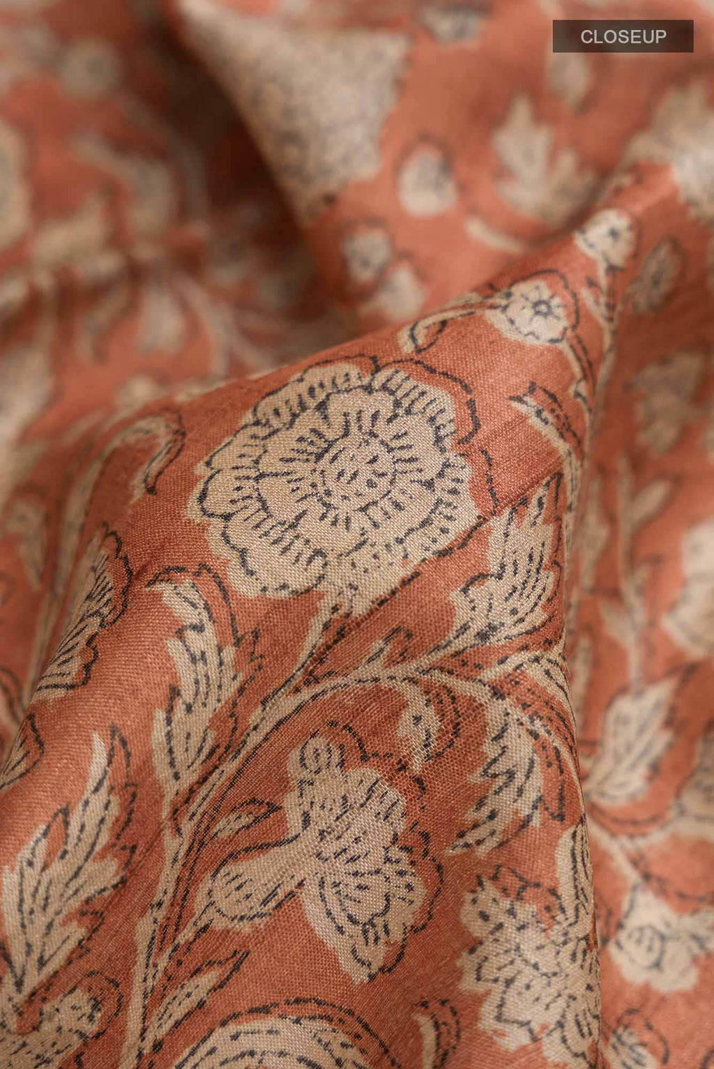 Orange Bhagalpuri Tussar Silk Saree