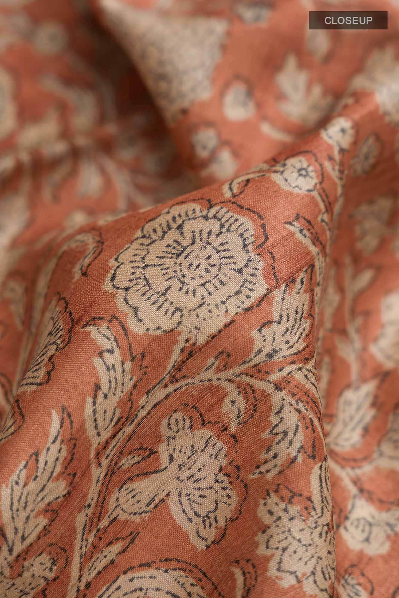 Orange Bhagalpuri Tussar Silk Saree