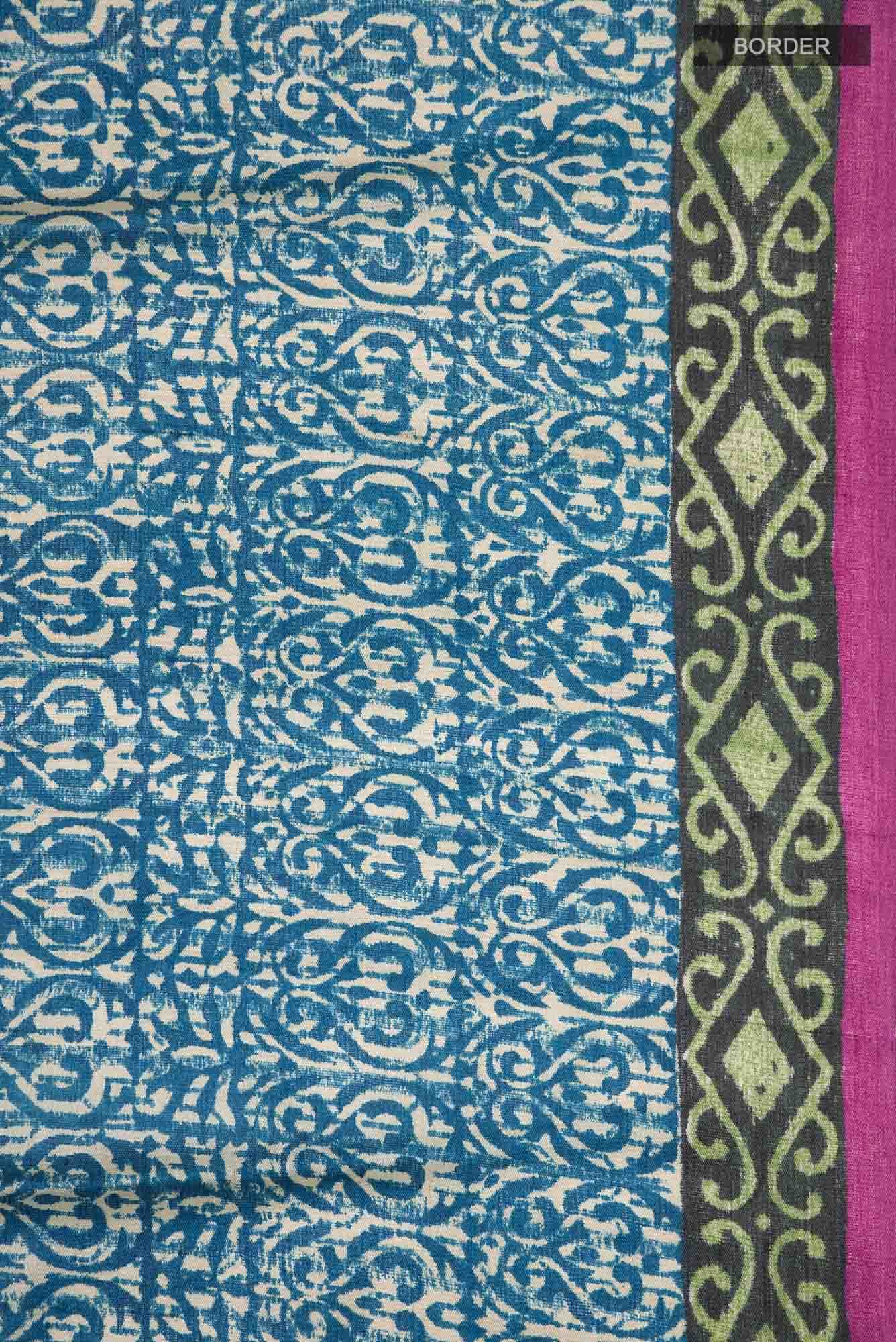 Blue Bhagalpuri Tussar Silk Saree