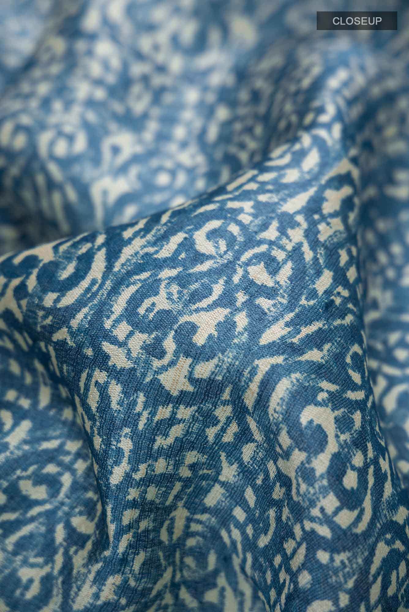 Blue Bhagalpuri Tussar Silk Saree