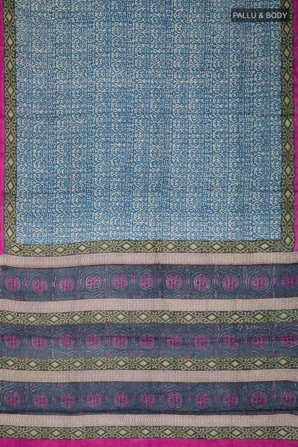 Blue Bhagalpuri Tussar Silk Saree