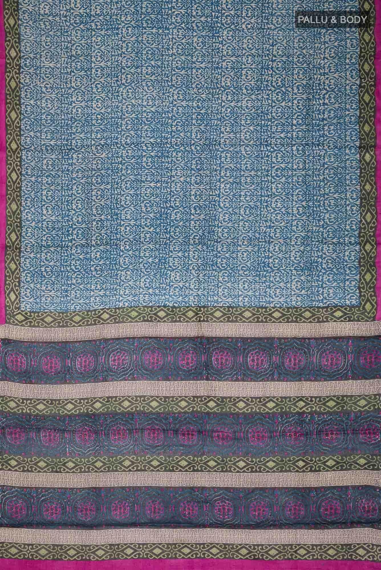 Blue Bhagalpuri Tussar Silk Saree