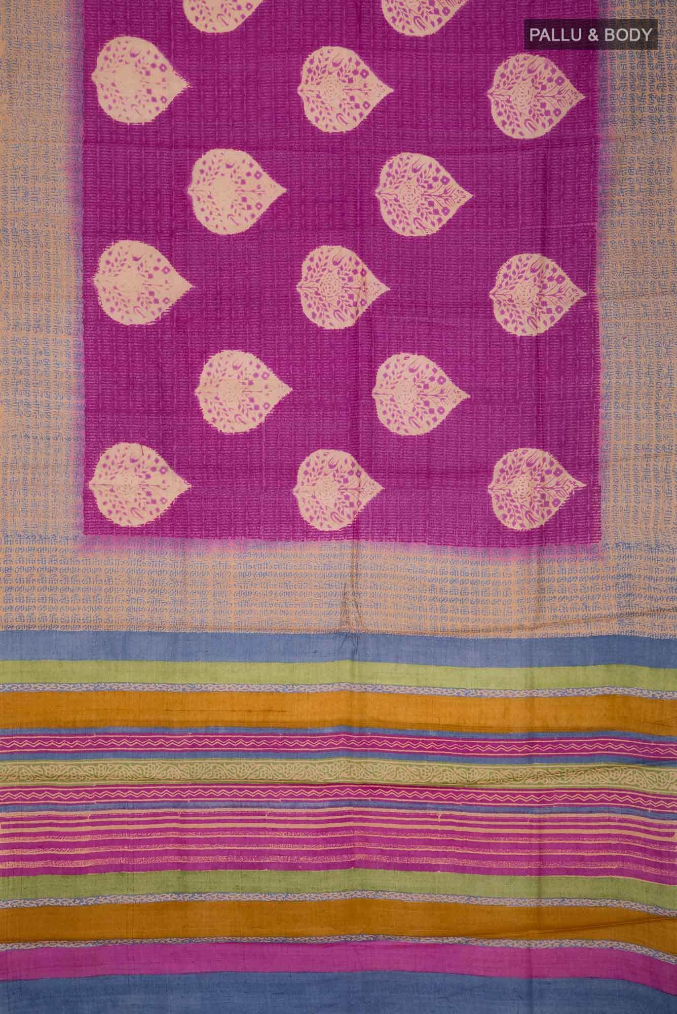 Pink Bhagalpuri Tussar Silk Saree