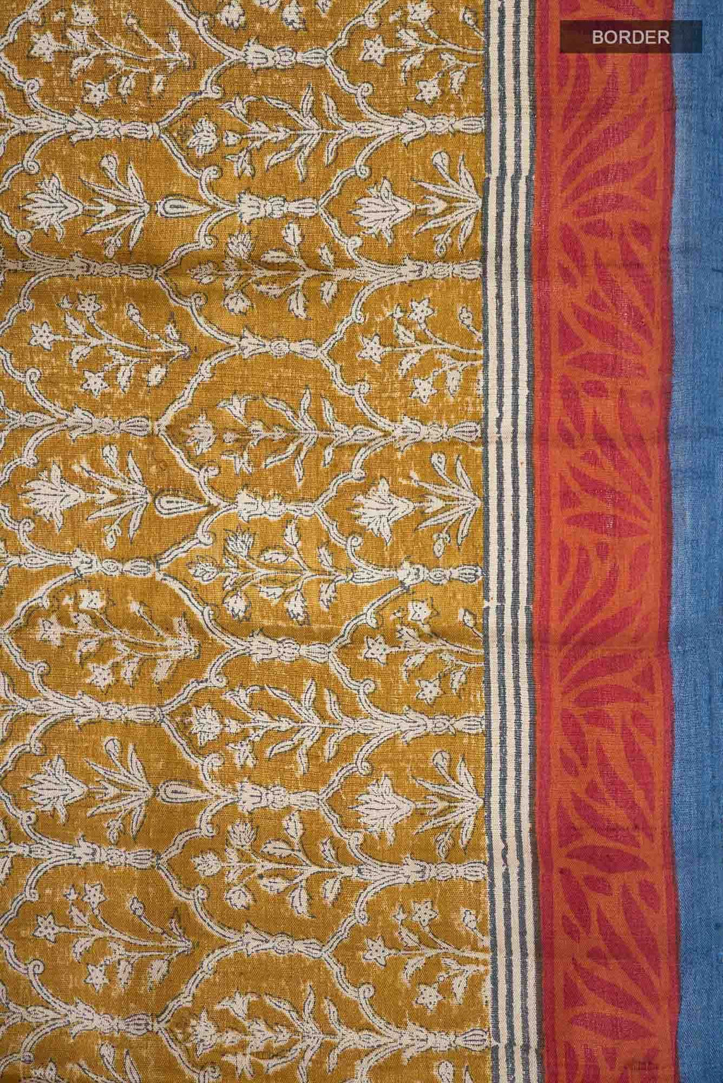 Mustard Bhagalpuri Tussar Silk Saree