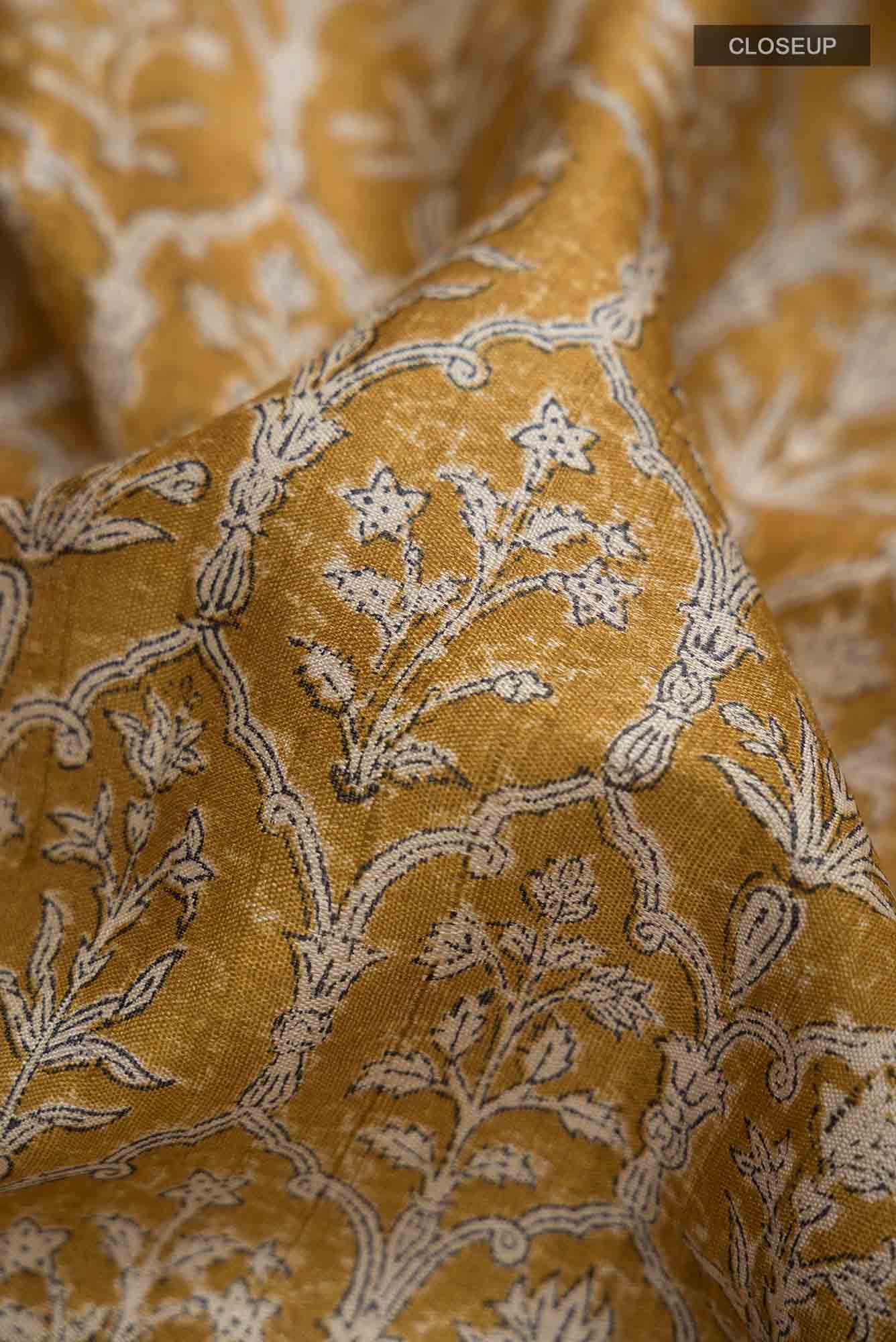 Mustard Bhagalpuri Tussar Silk Saree