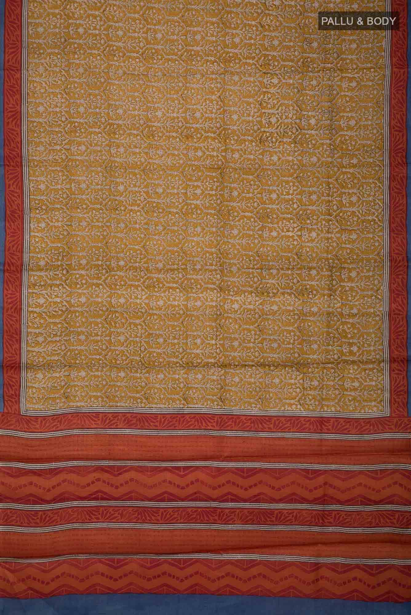 Mustard Bhagalpuri Tussar Silk Saree