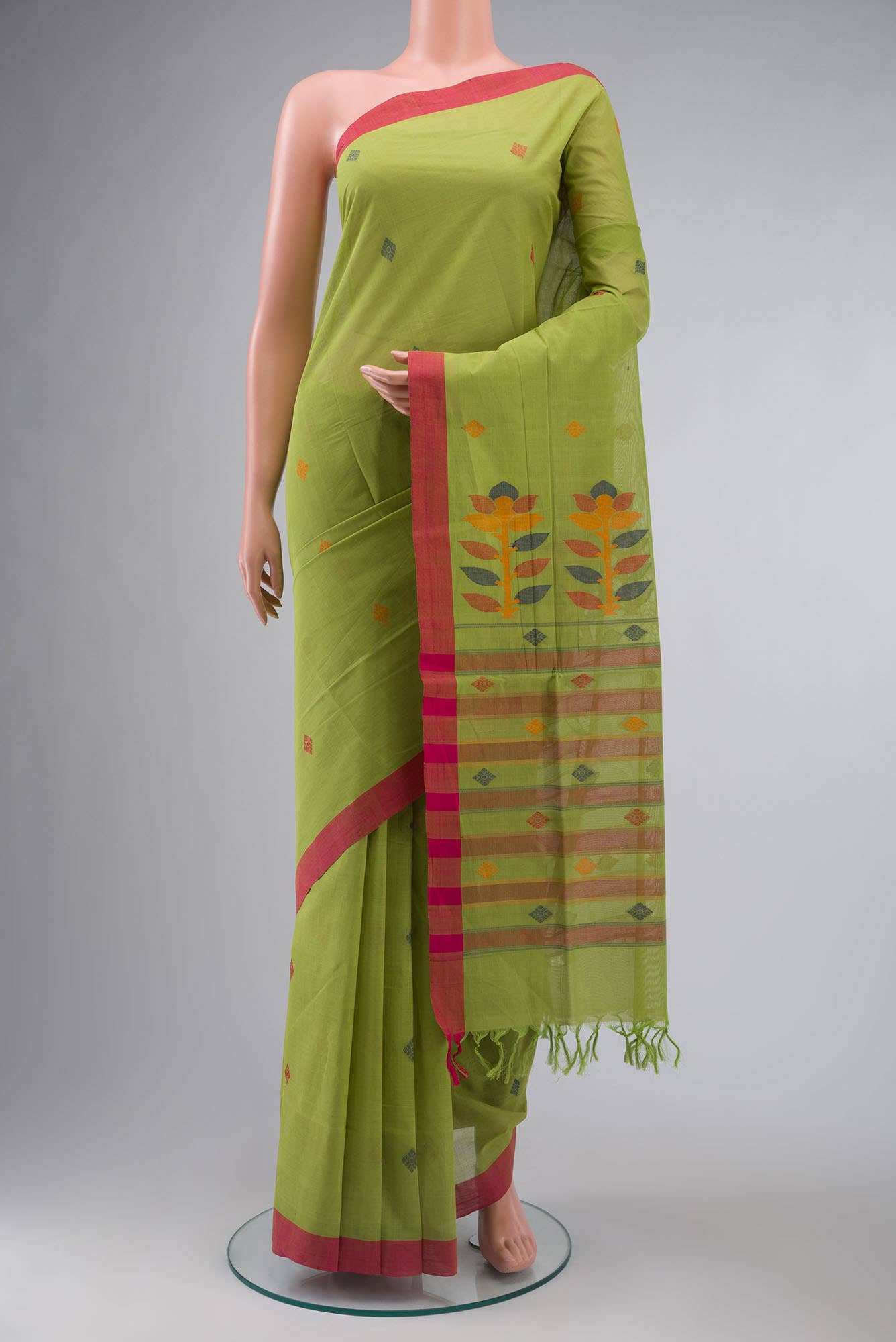 Green Coimbatore Cotton Saree