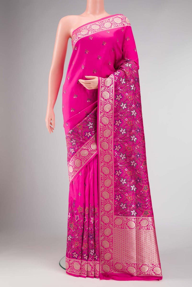 Pink Dual Tone Blended Banarasi Silk Saree