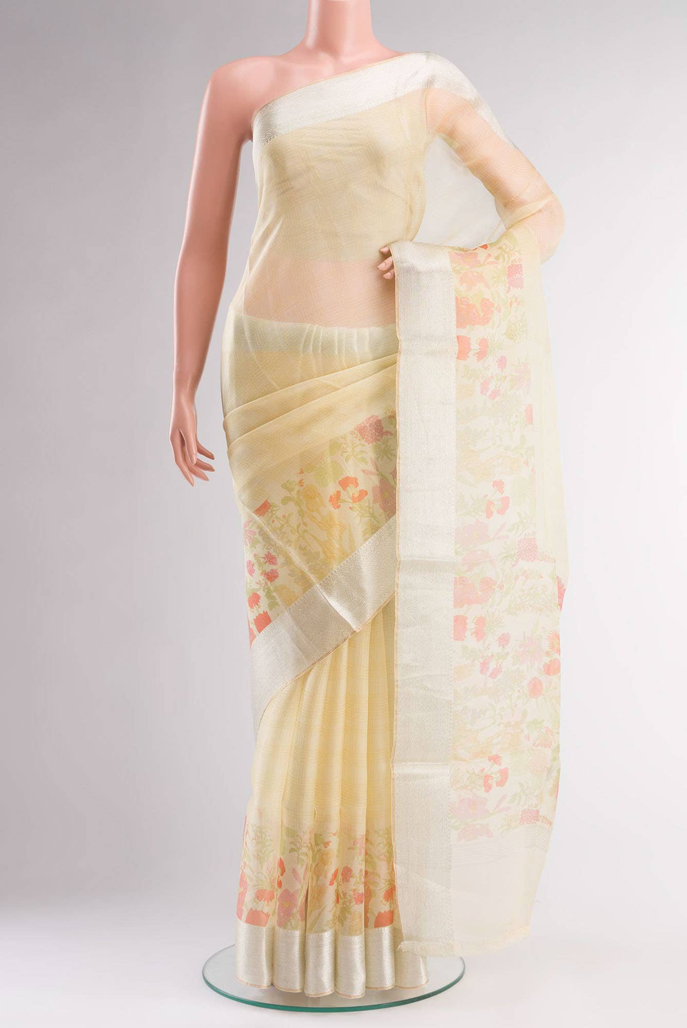 Yellow Organza Silk Saree