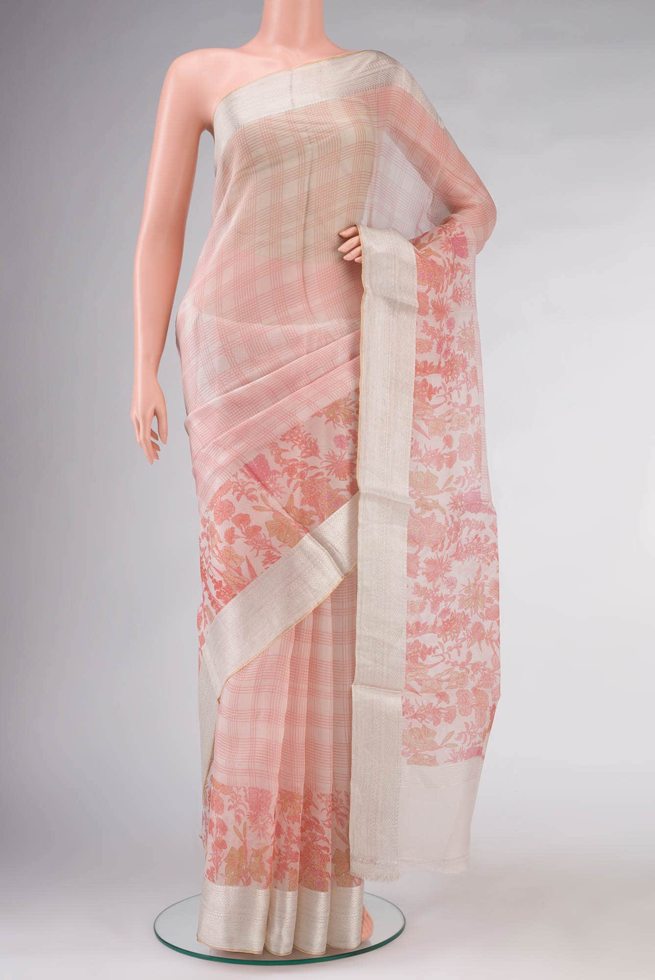 Off White Organza Silk Saree