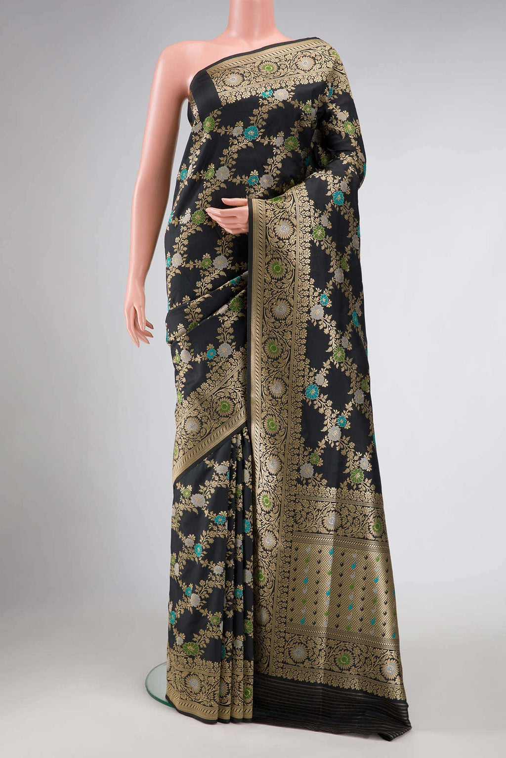 Black Dual Tone Blended Banarasi Silk Saree