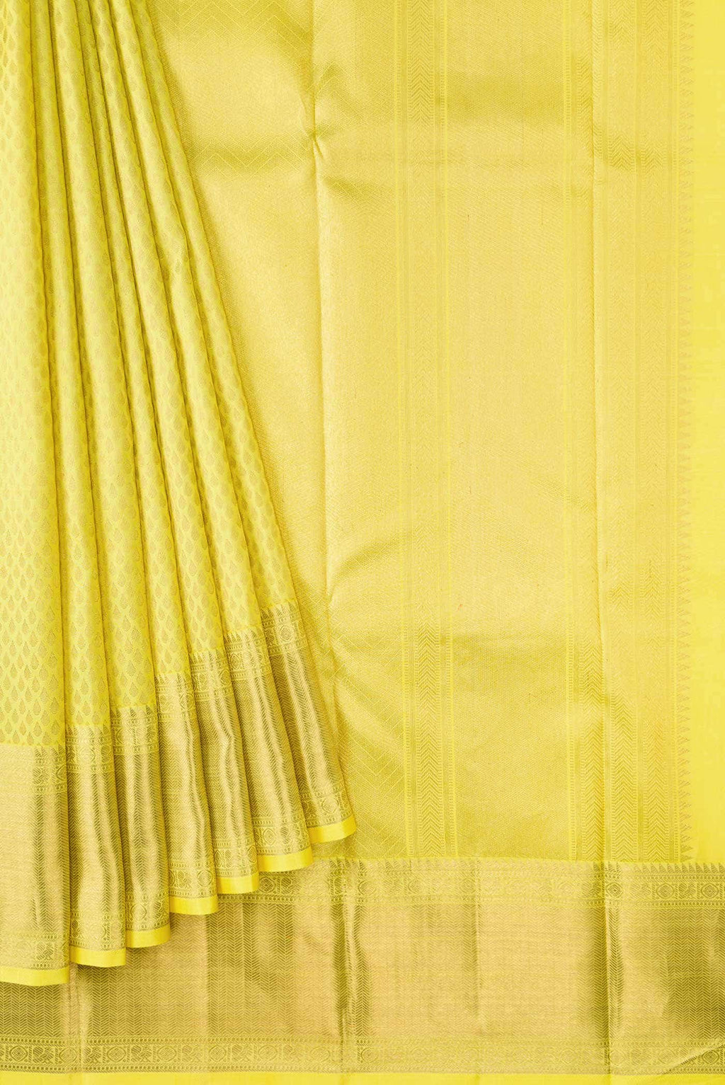 Lemon Yellow Kanchipuram Silk Saree