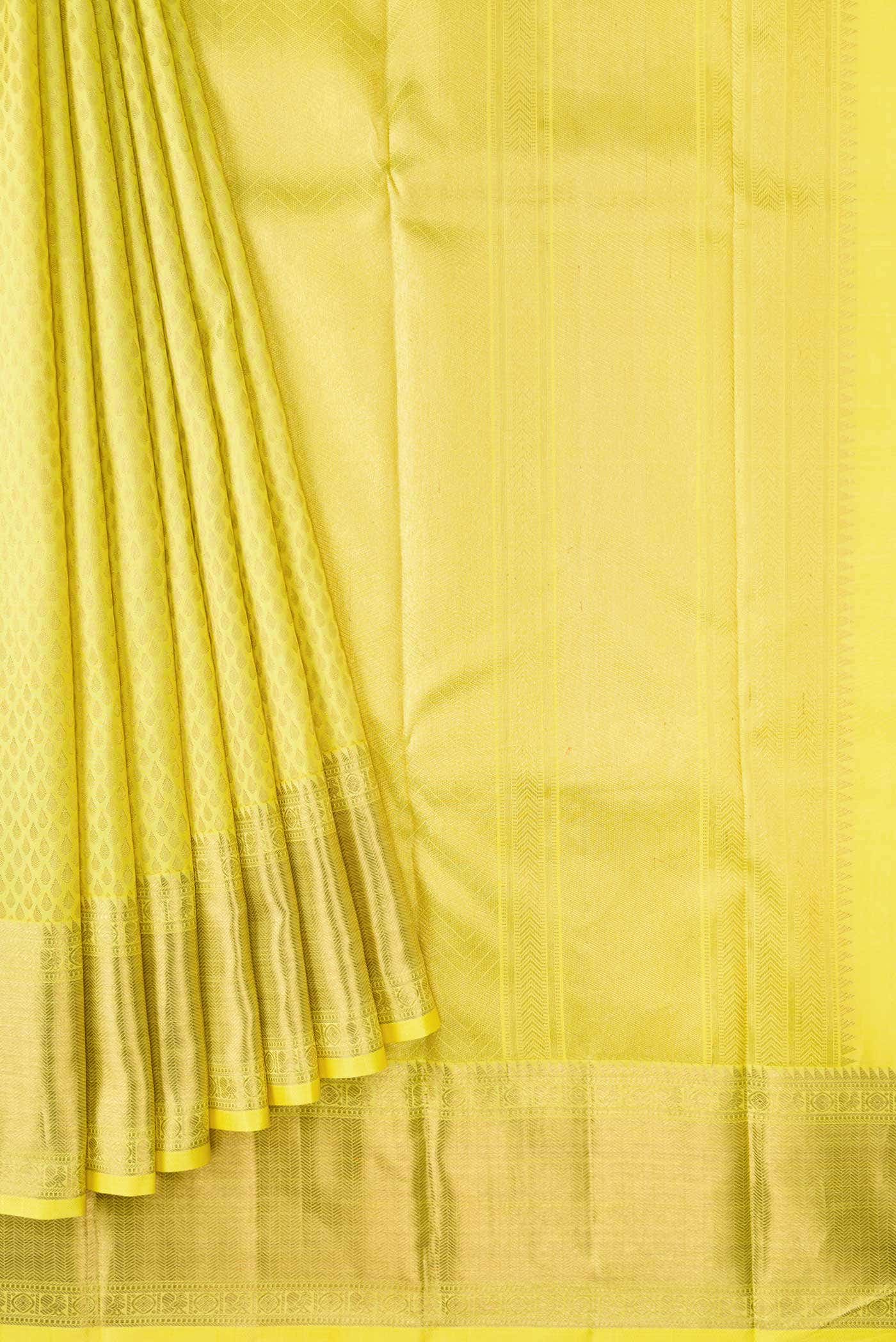 Lemon Yellow Kanchipuram Silk Saree
