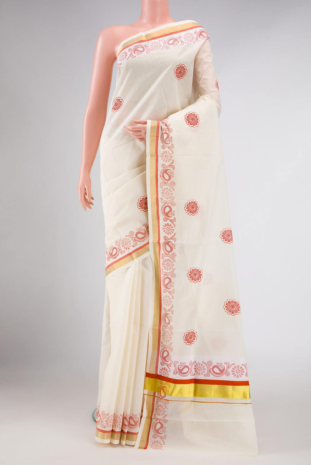 Sandal Dual Tone Kerala Cotton Saree