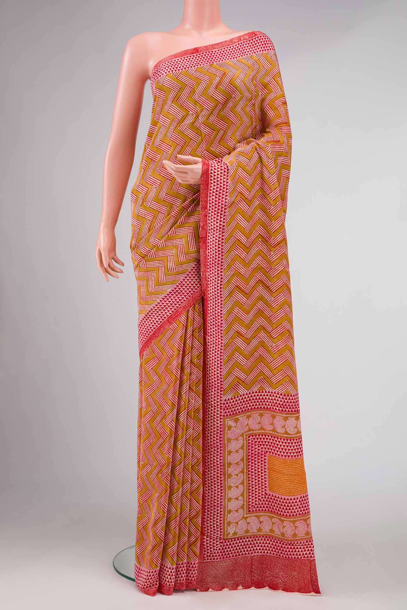 Pink Mysore Crepe Saree