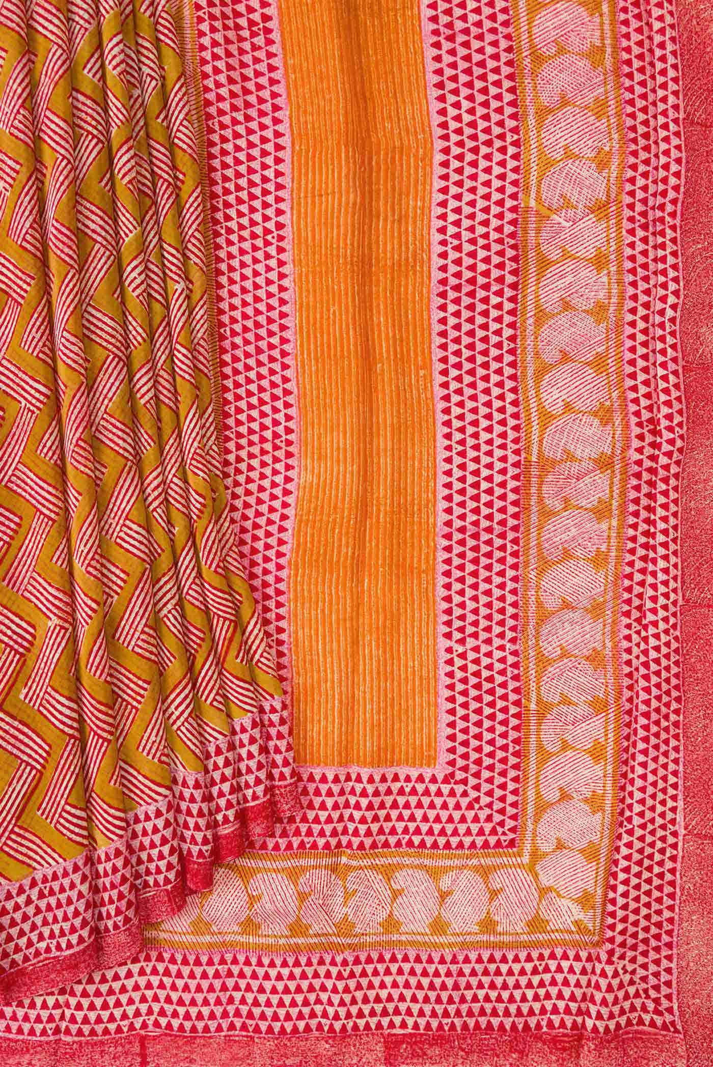 Pink Mysore Crepe Saree
