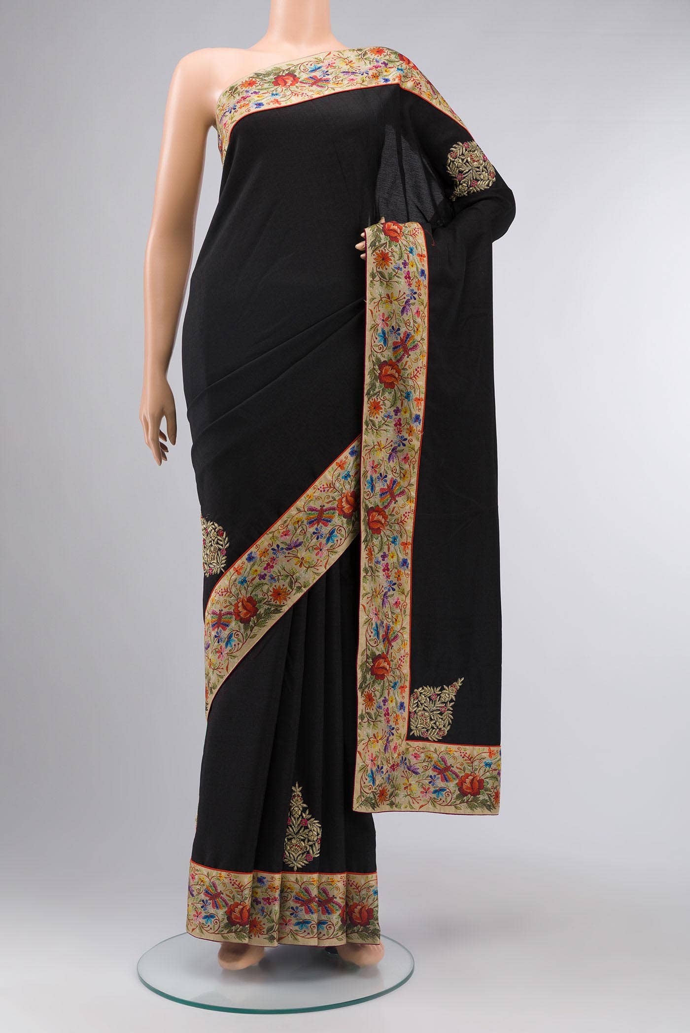Black Tussar Silk Saree