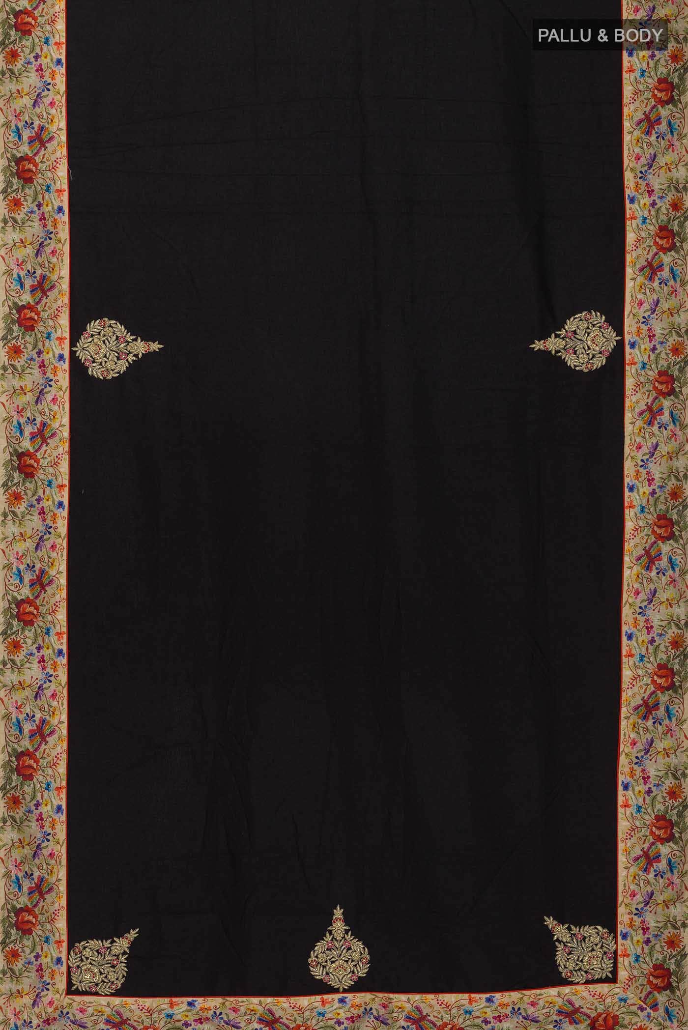 Black Tussar Silk Saree