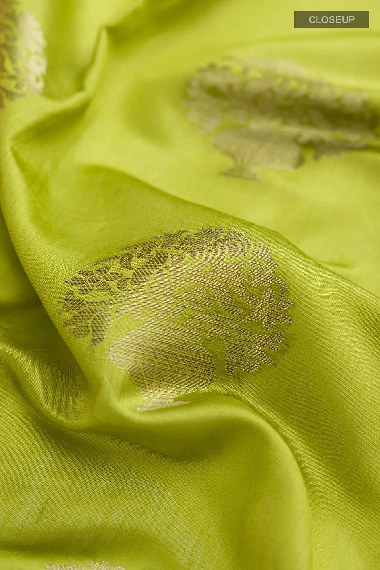 Green Banarasi Raw Silk Saree