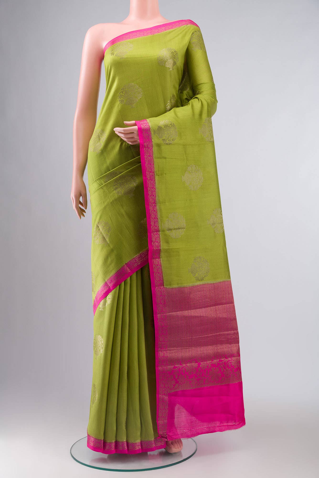 Green Banarasi Raw Silk Saree