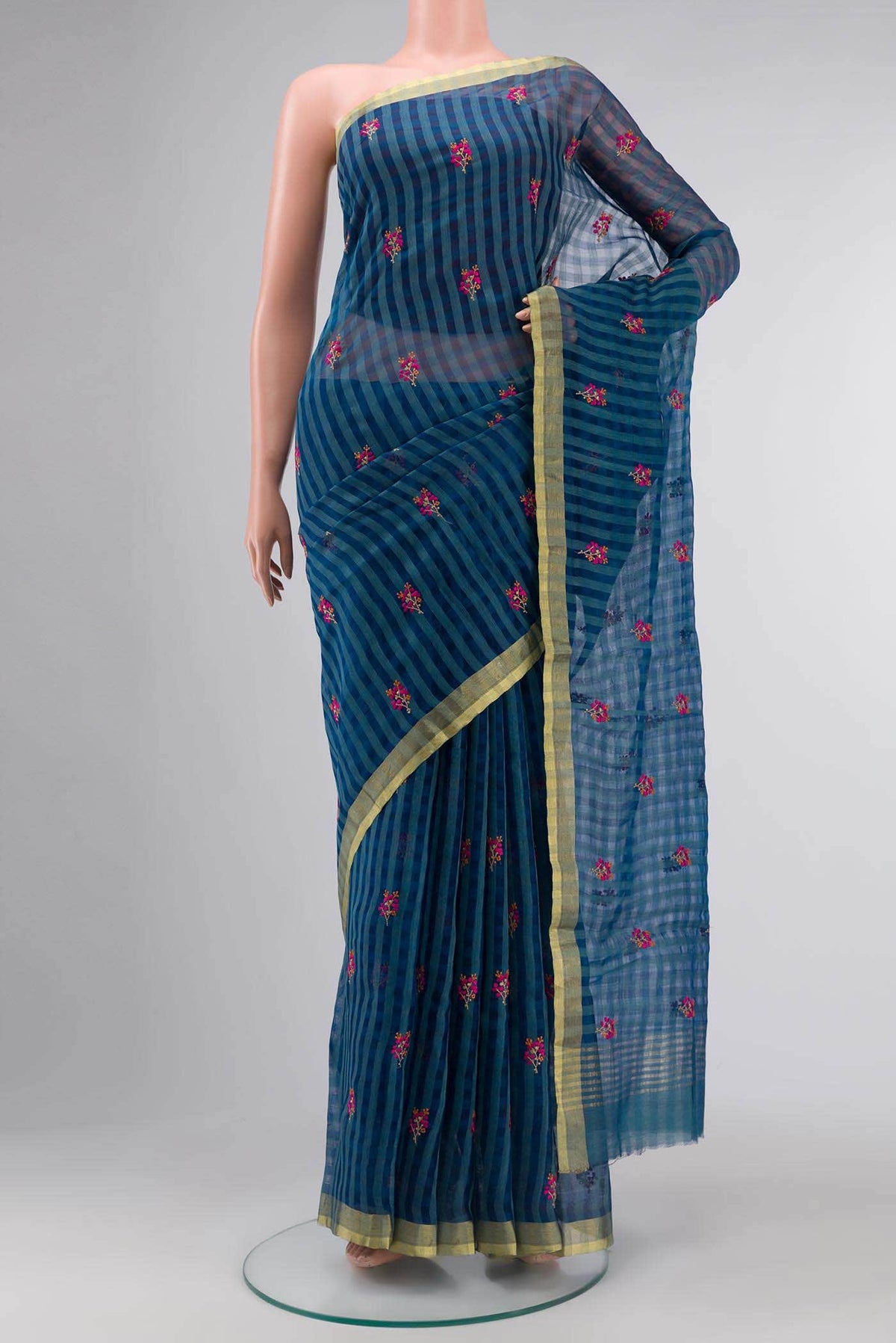 Blue Silk Cotton Saree