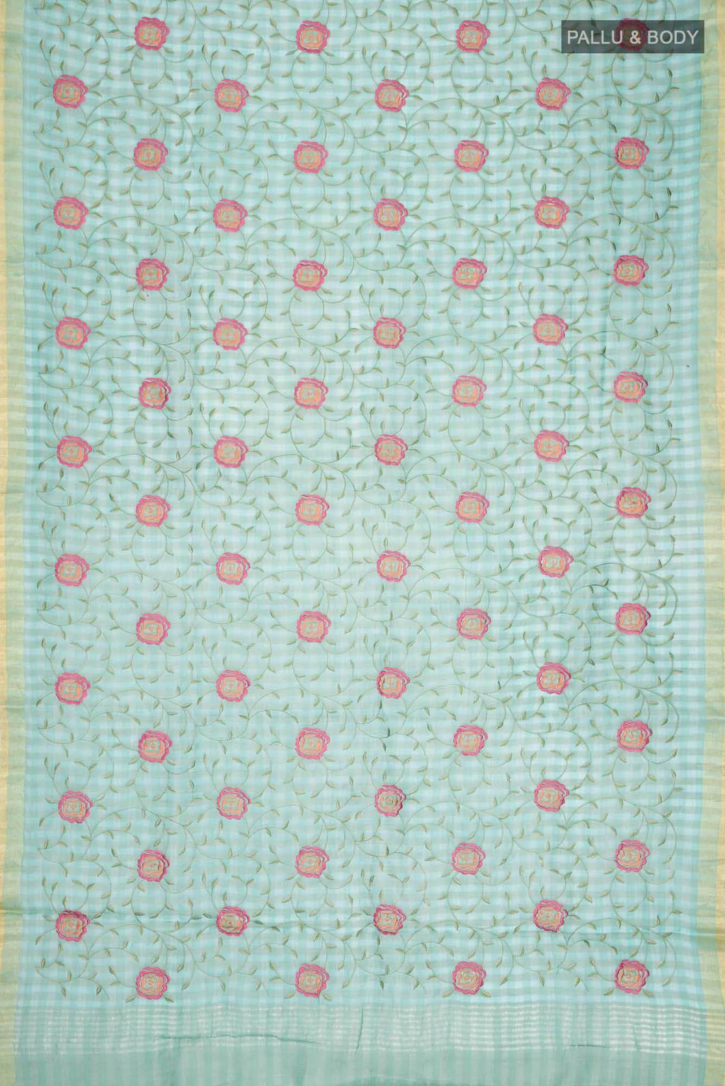 Turquoise Organza Silk Saree