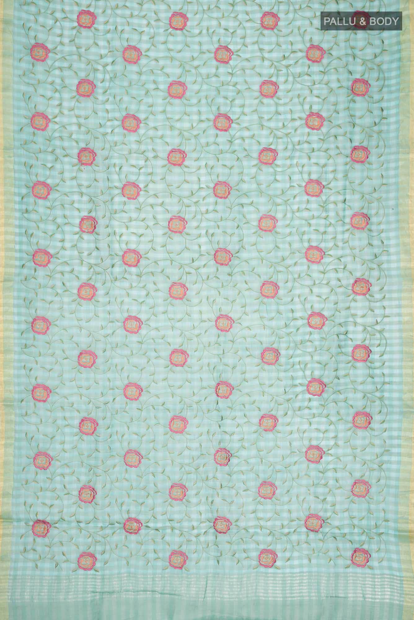 Turquoise Organza Silk Saree