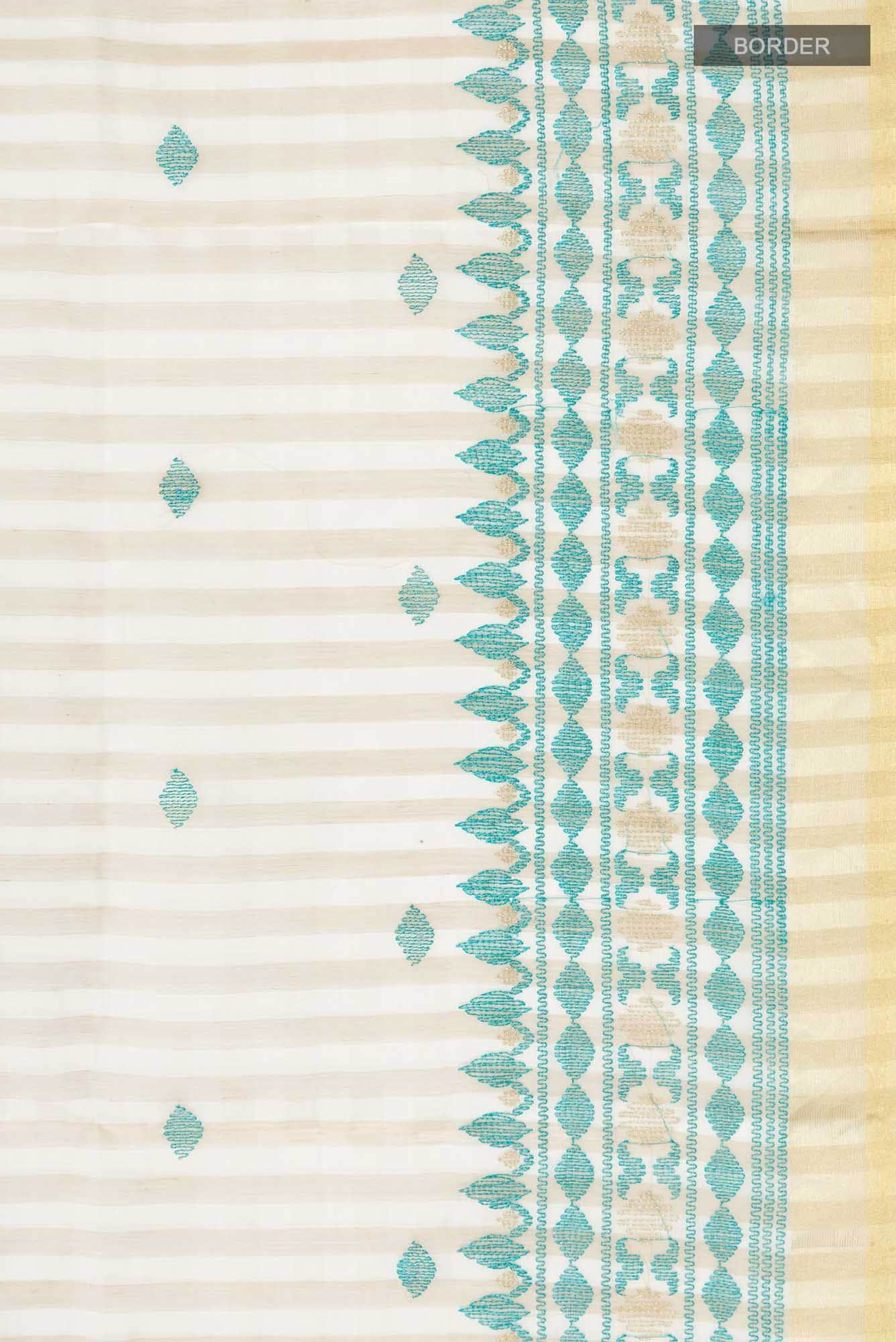 Cream Blended Organza Silk Saree